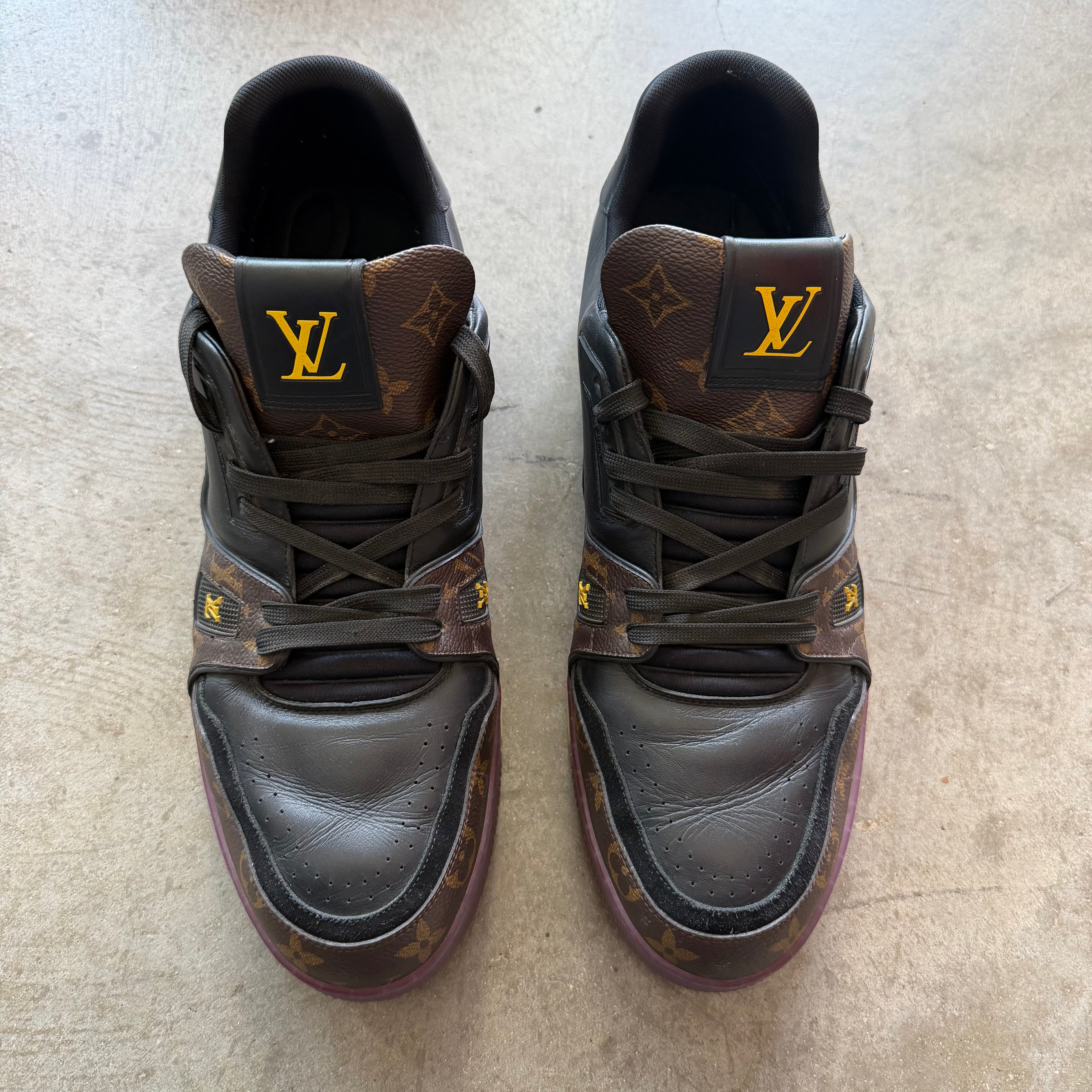 12.5 Used Louis Vuitton Trainer Brown Monogram Yellow Purple