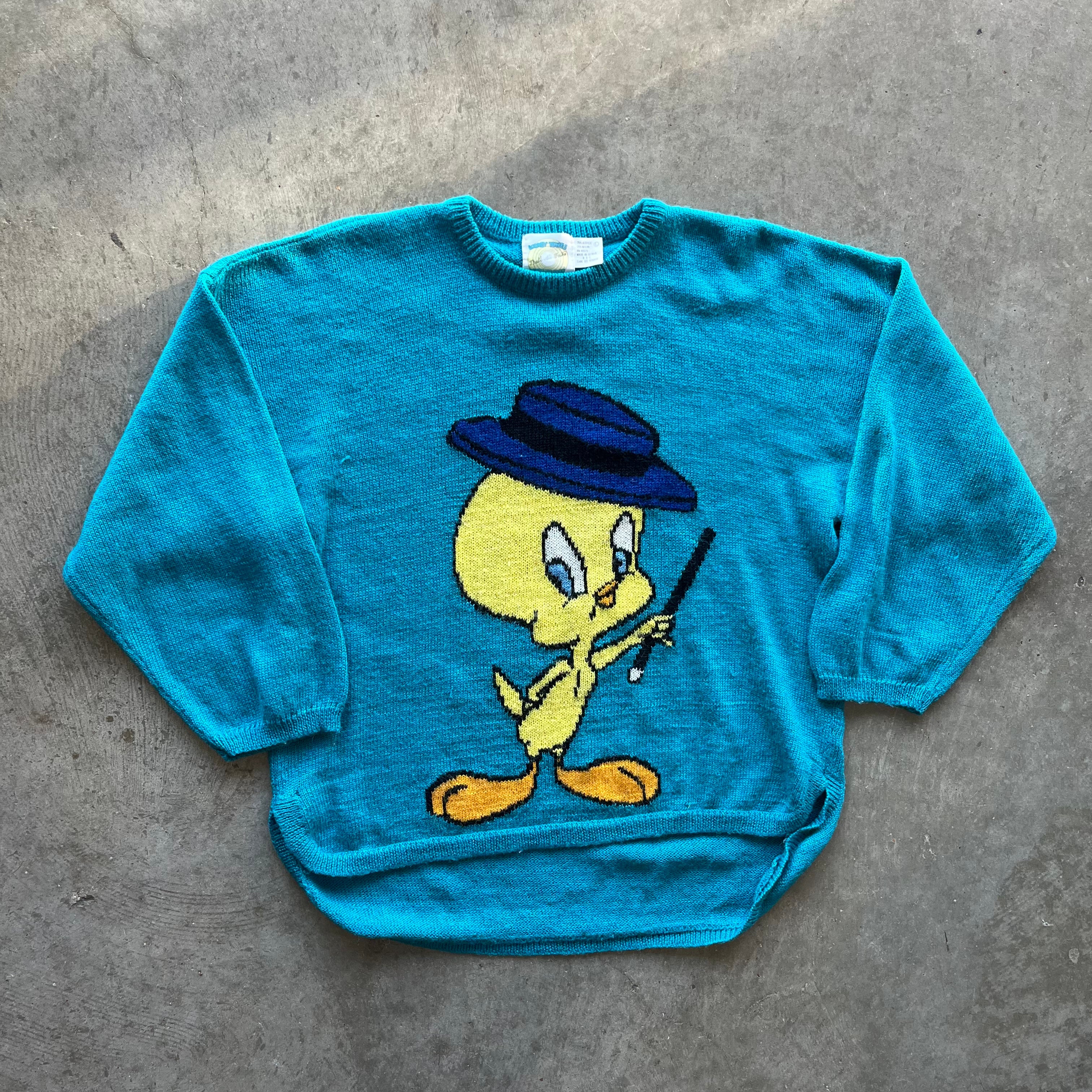 L 80s Tweety Bird Knit Sweater