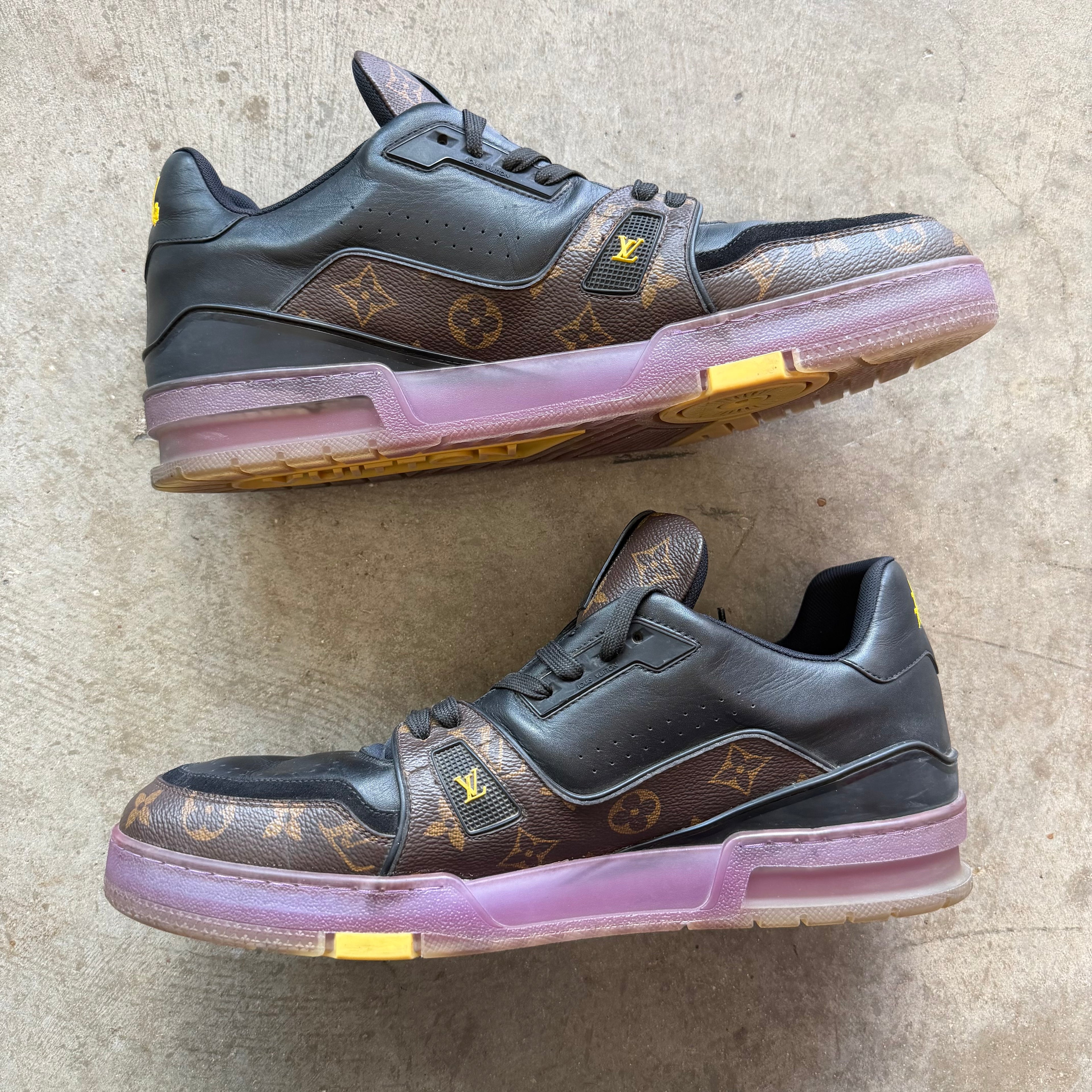 12.5 Used Louis Vuitton Trainer Brown Monogram Yellow Purple