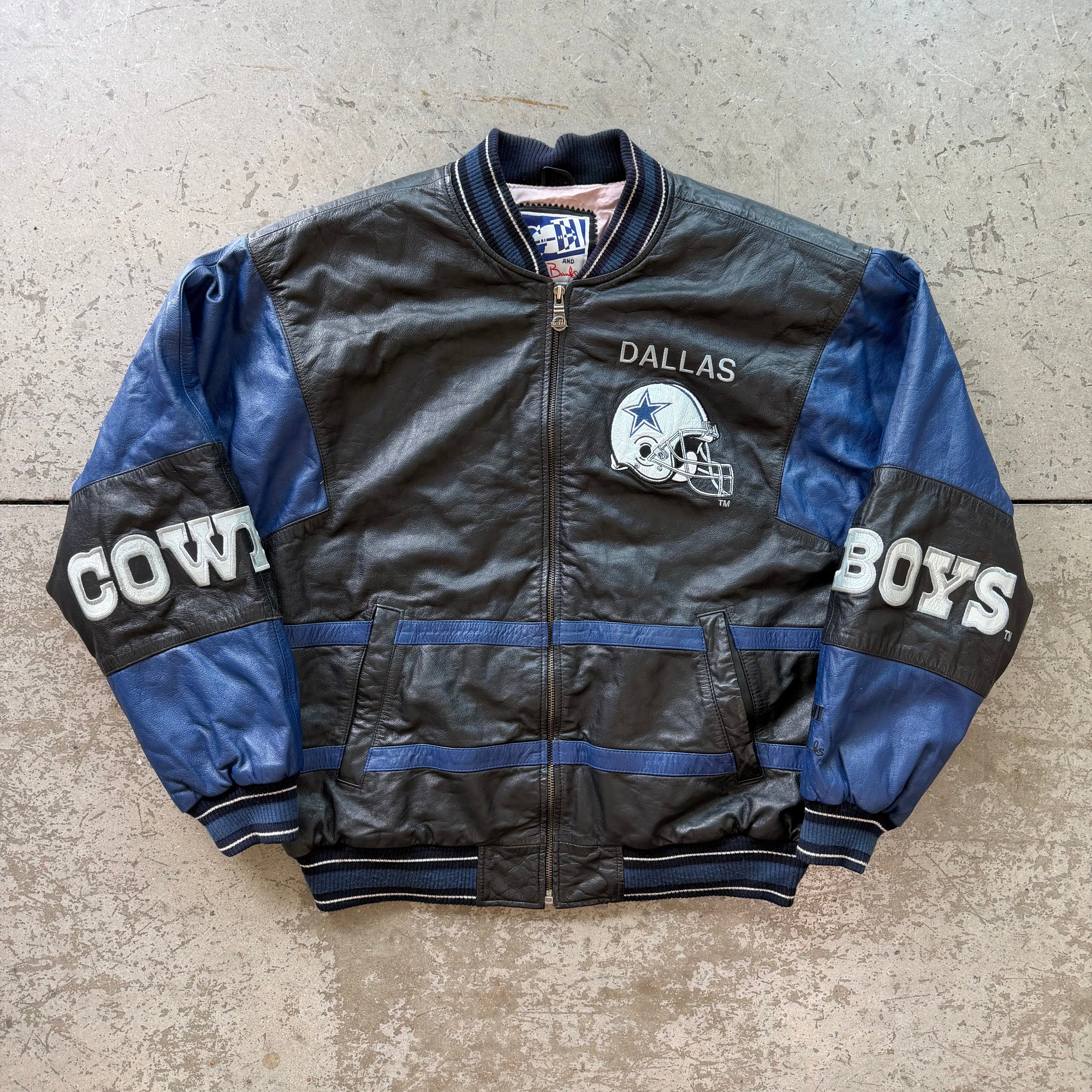 L 90s Dallas Cowboys Leather Jacket