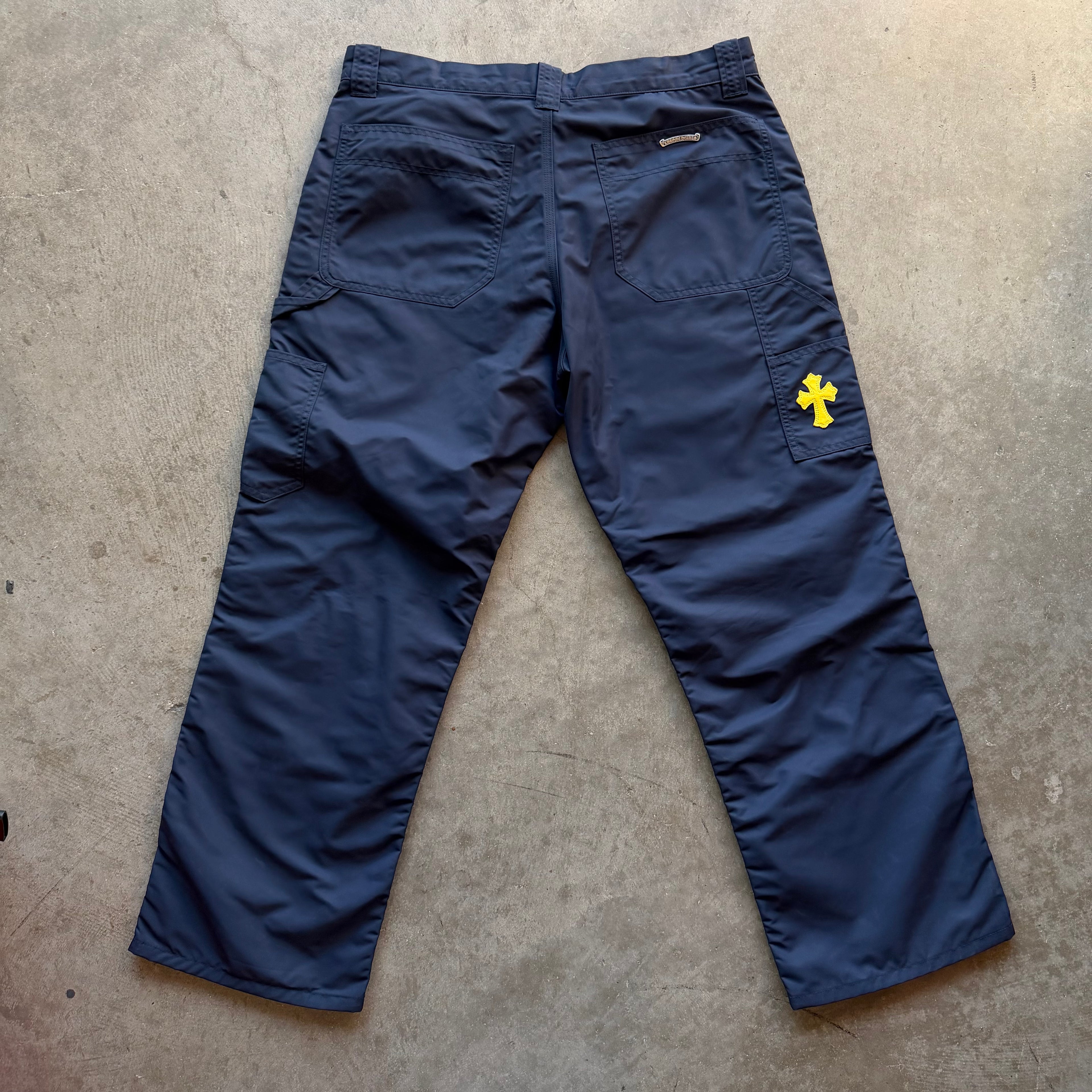 36x29 Chrome Hearts Leather Nylon Double Knees Navy