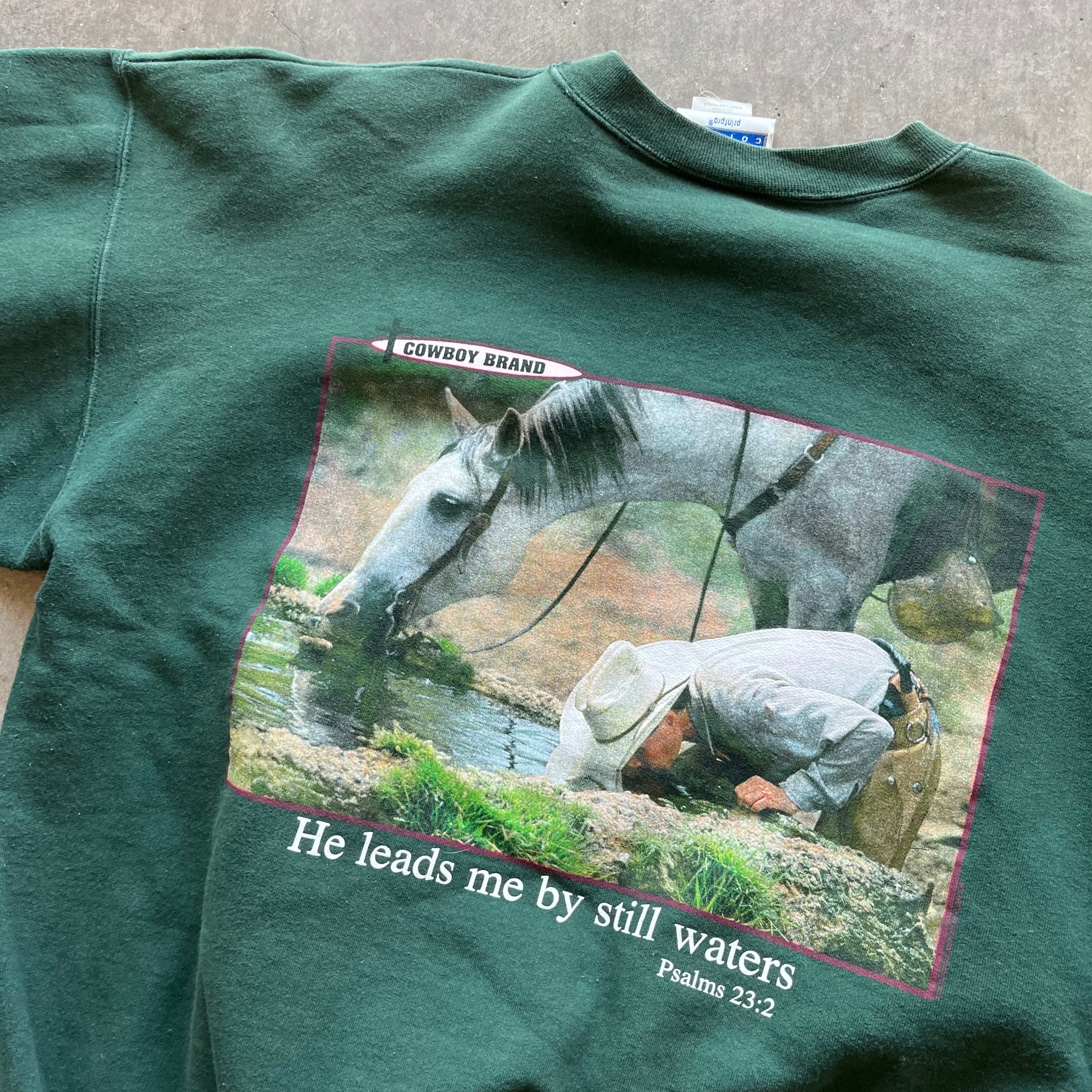 L 00s Cowboy Brand Jesus Crewneck