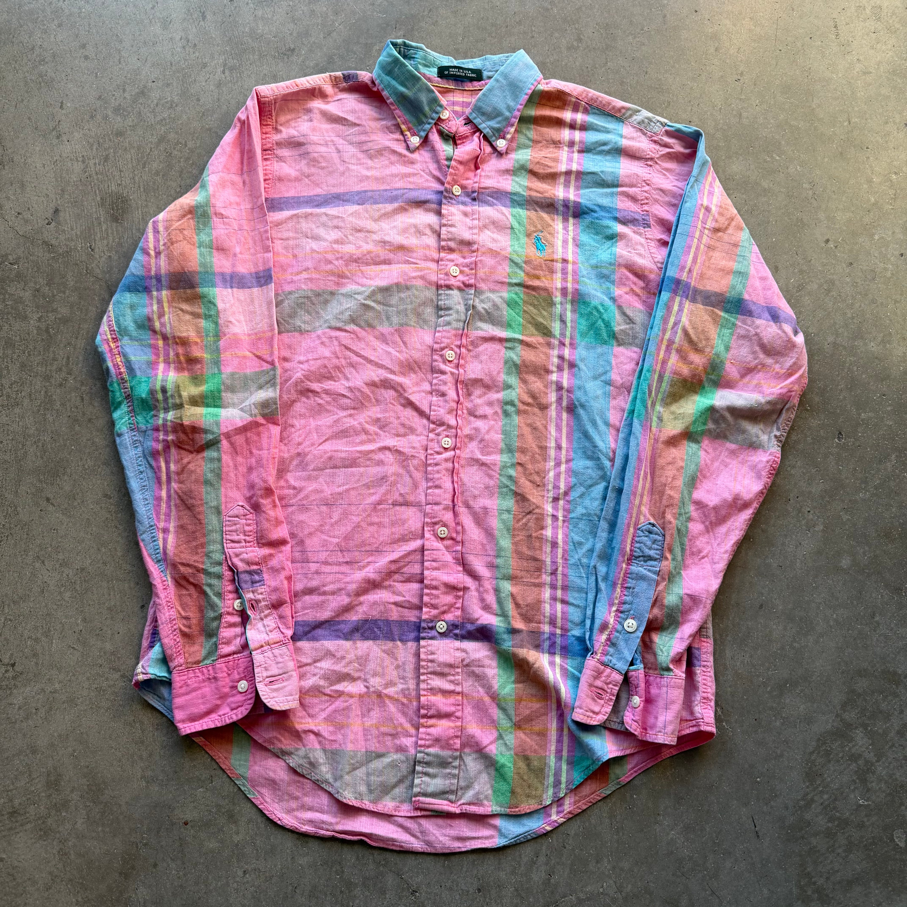 S Pink Longsleeve Polo Button Up