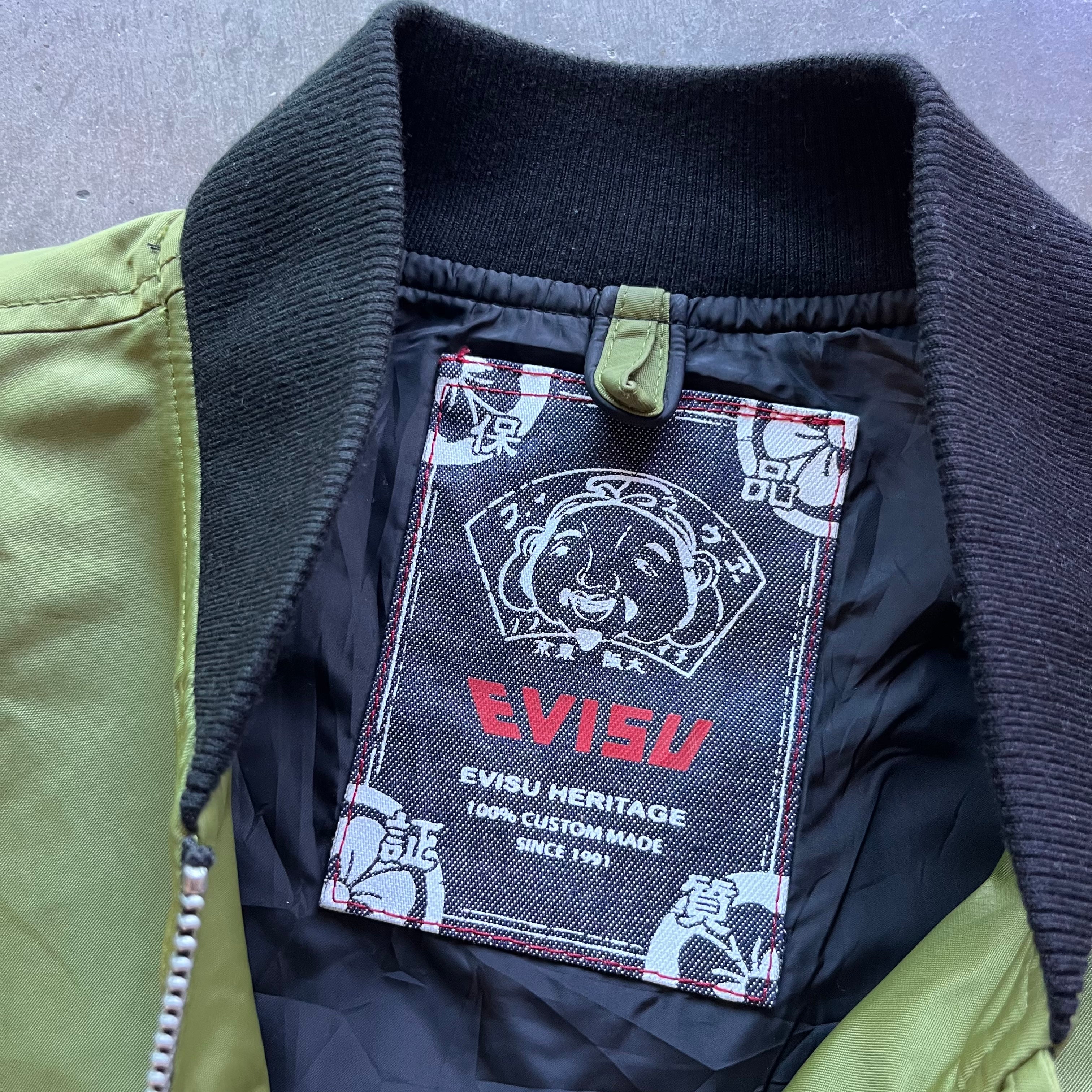 L Olive Evisu Full Zip Bomber