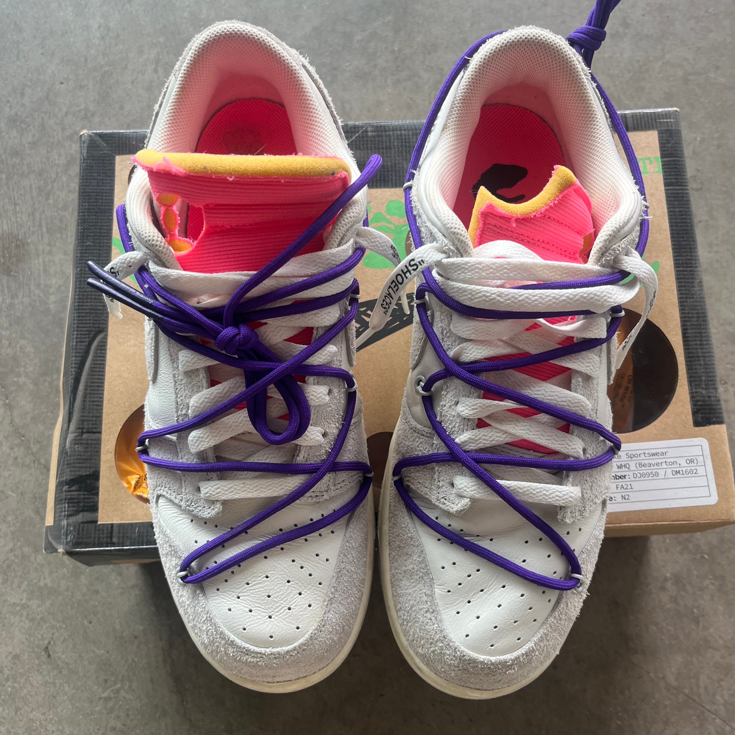 10.5 Used Nike Dunk Low Off White Lot 15