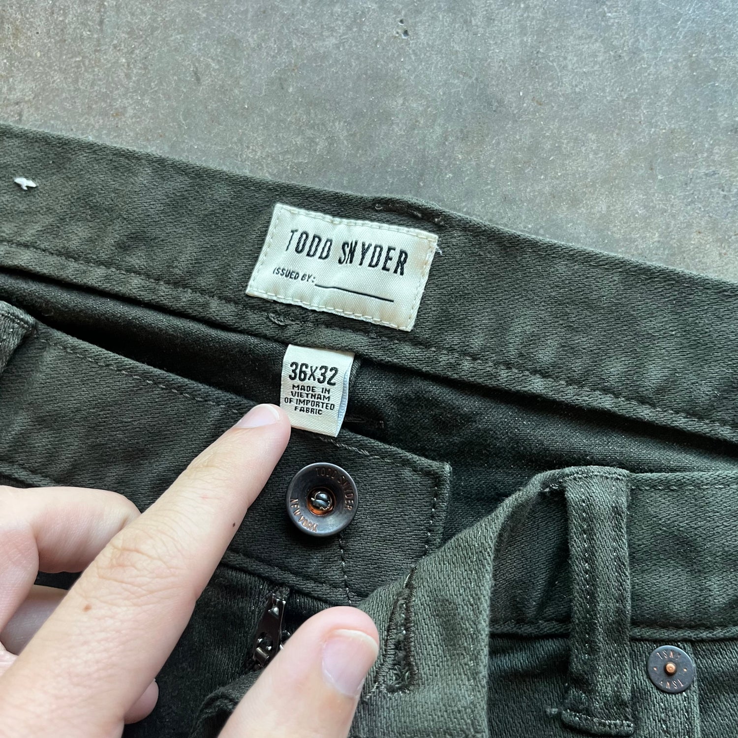 36x32 Olive Todd Snyder Pants