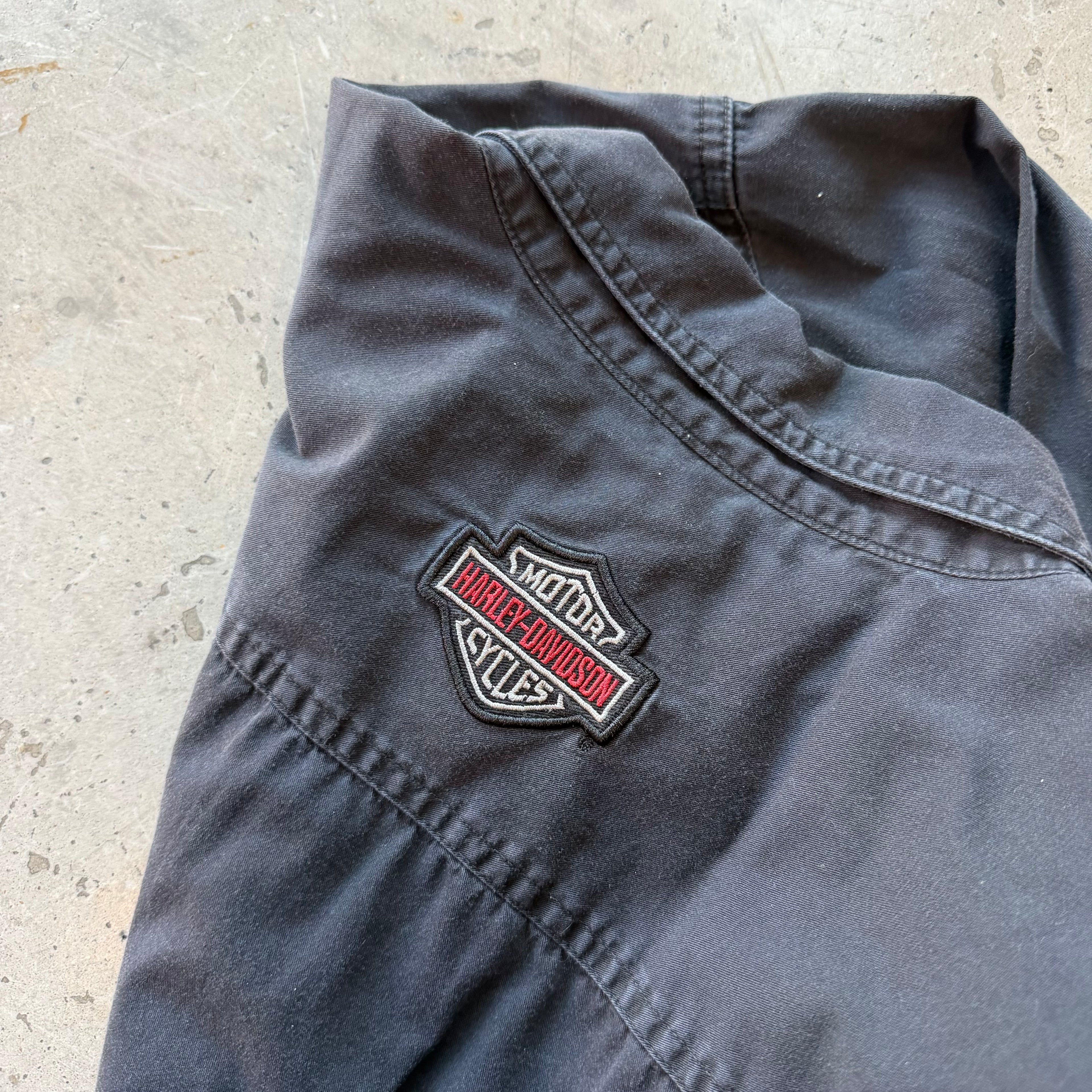 L 00s Harley Davidson Button Up