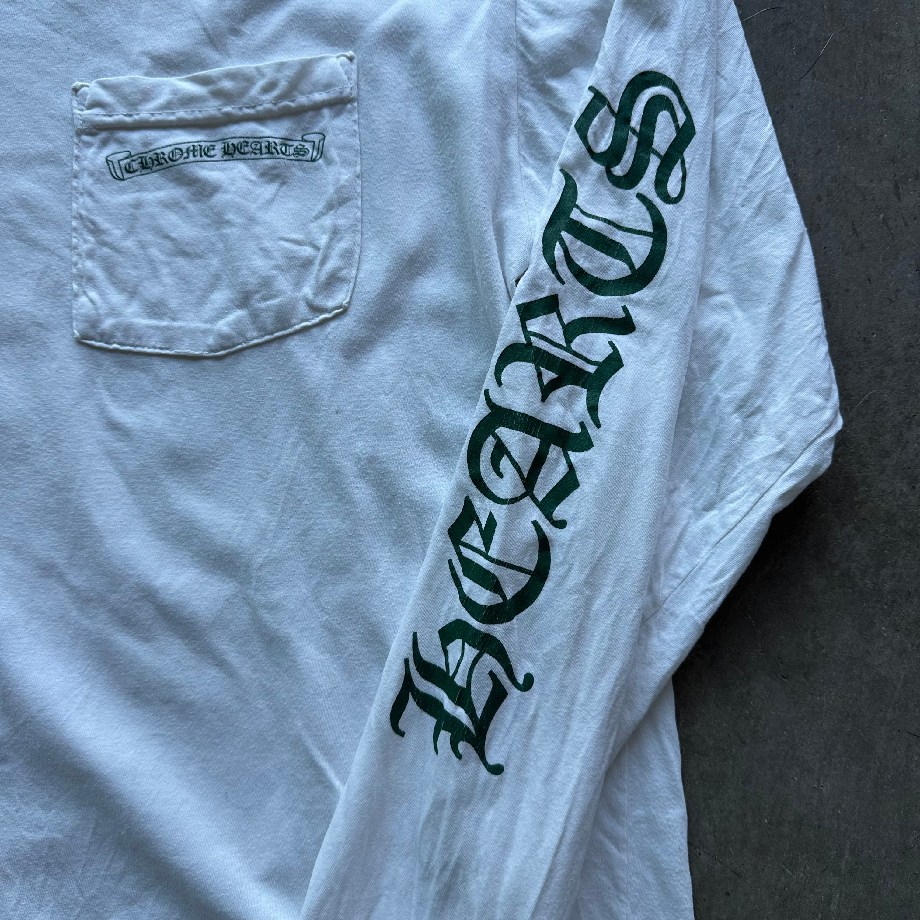 L Green/White Chrome Hearts Crosses Tee