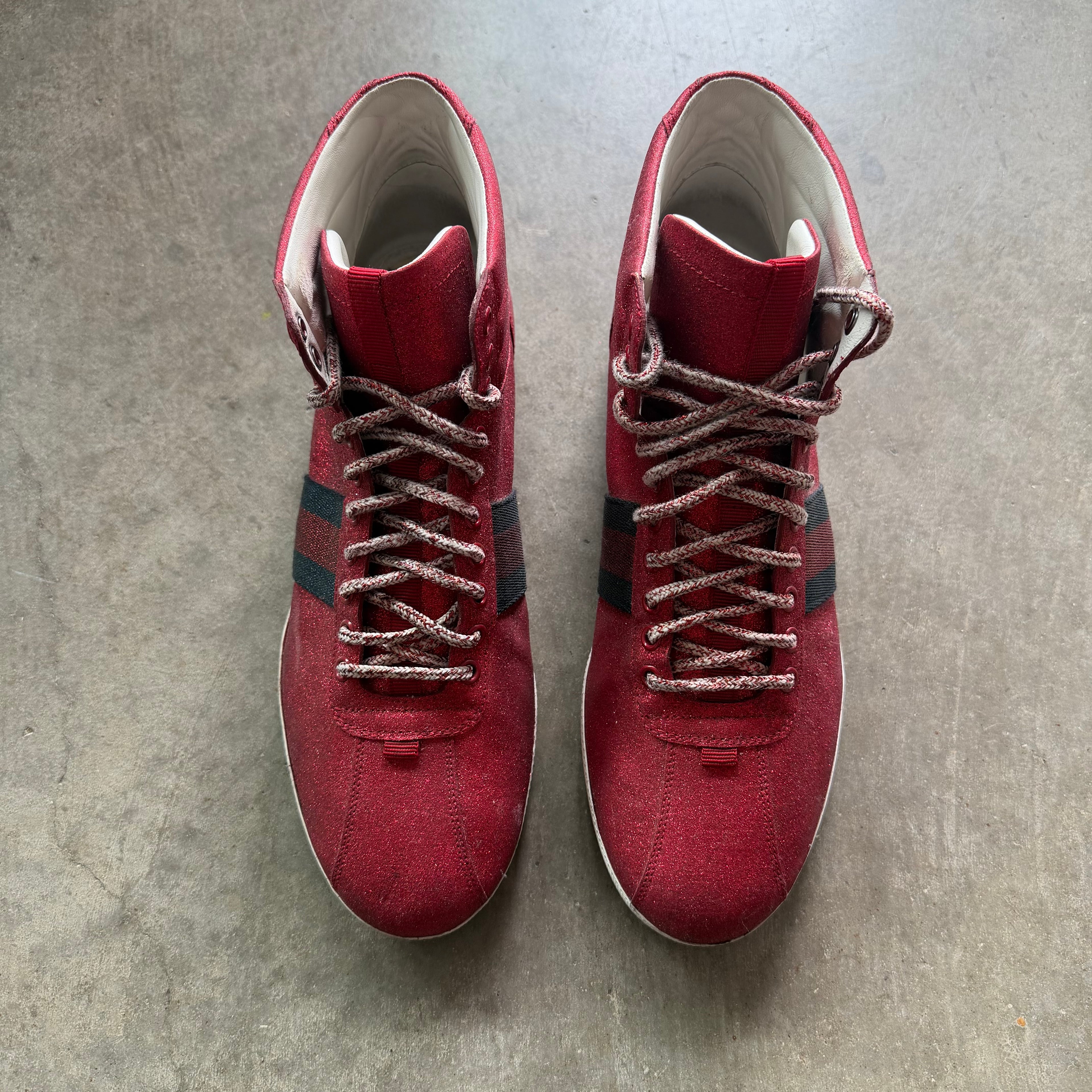 10 Used Gucci Ace High Top Red Glitter
