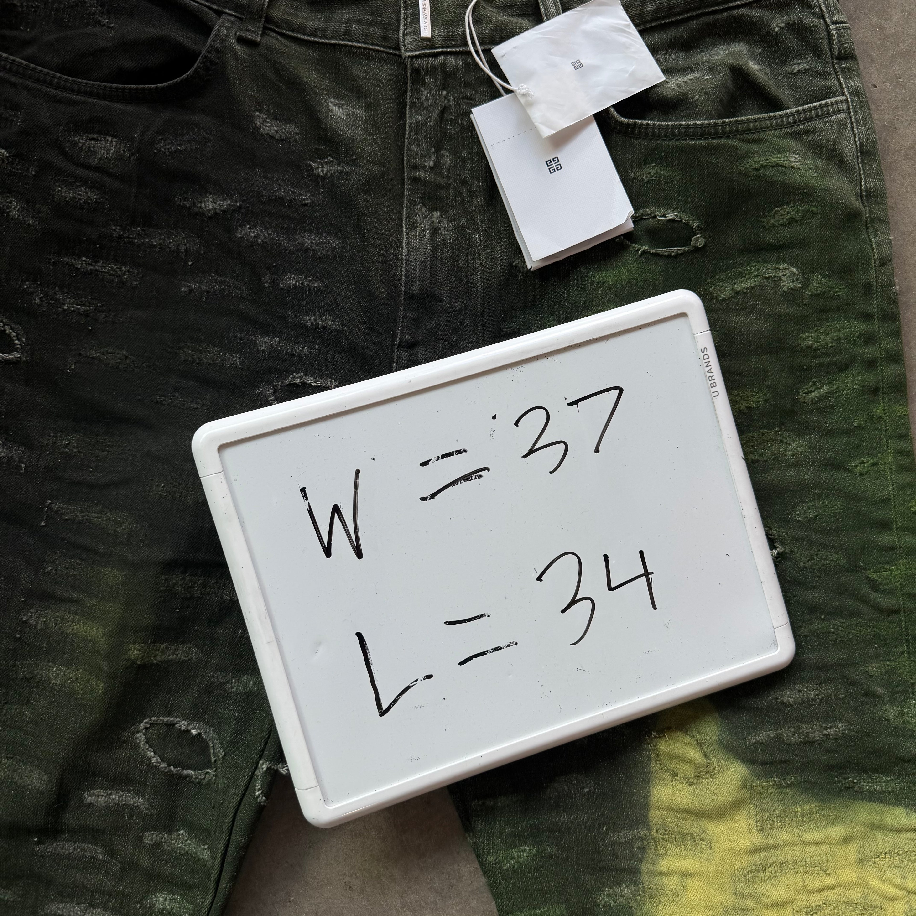 37x34 Givenchy Slim Fit Tapered Distressed Tie Dye Jeans