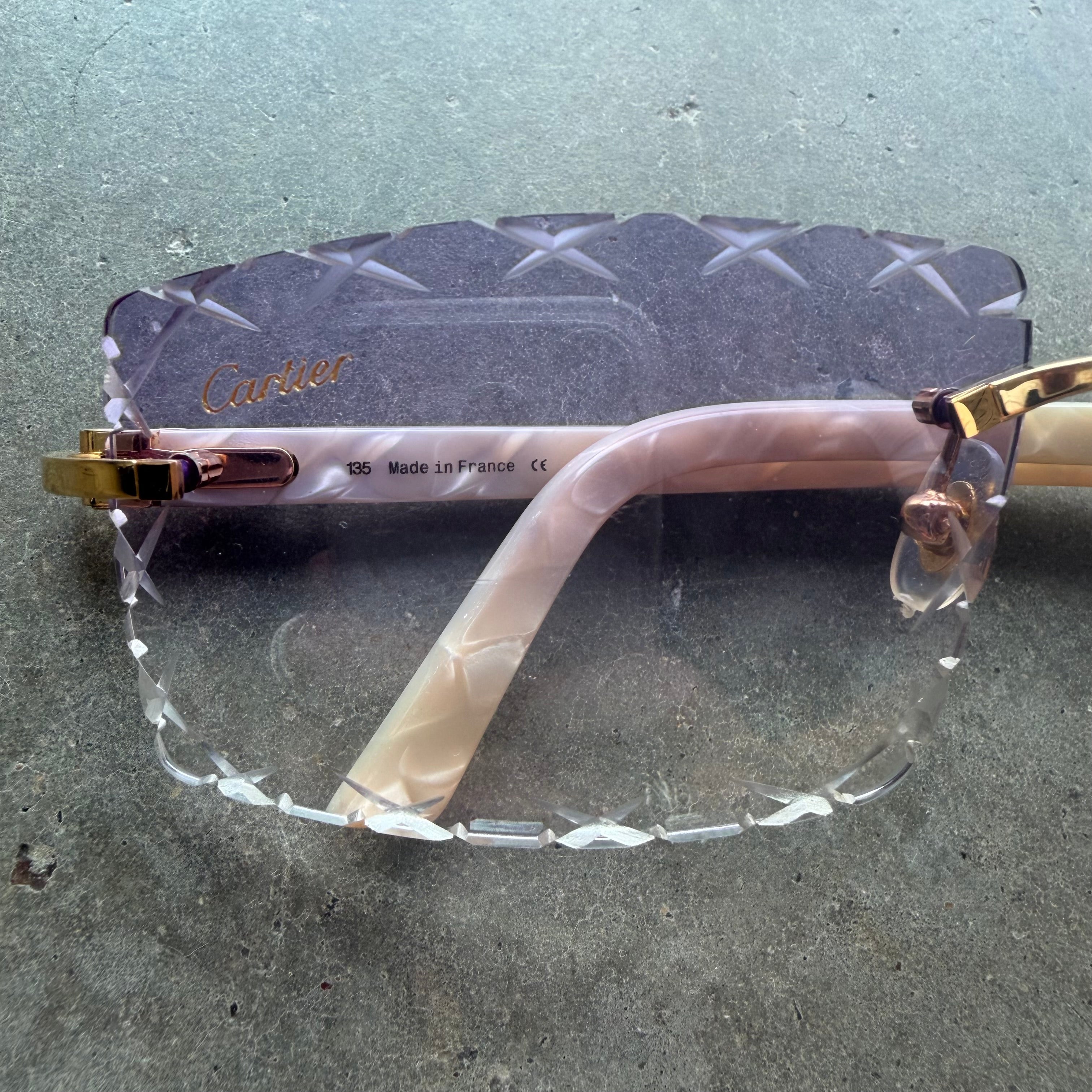 Cartier Purple Lense Diamond Cut Frames