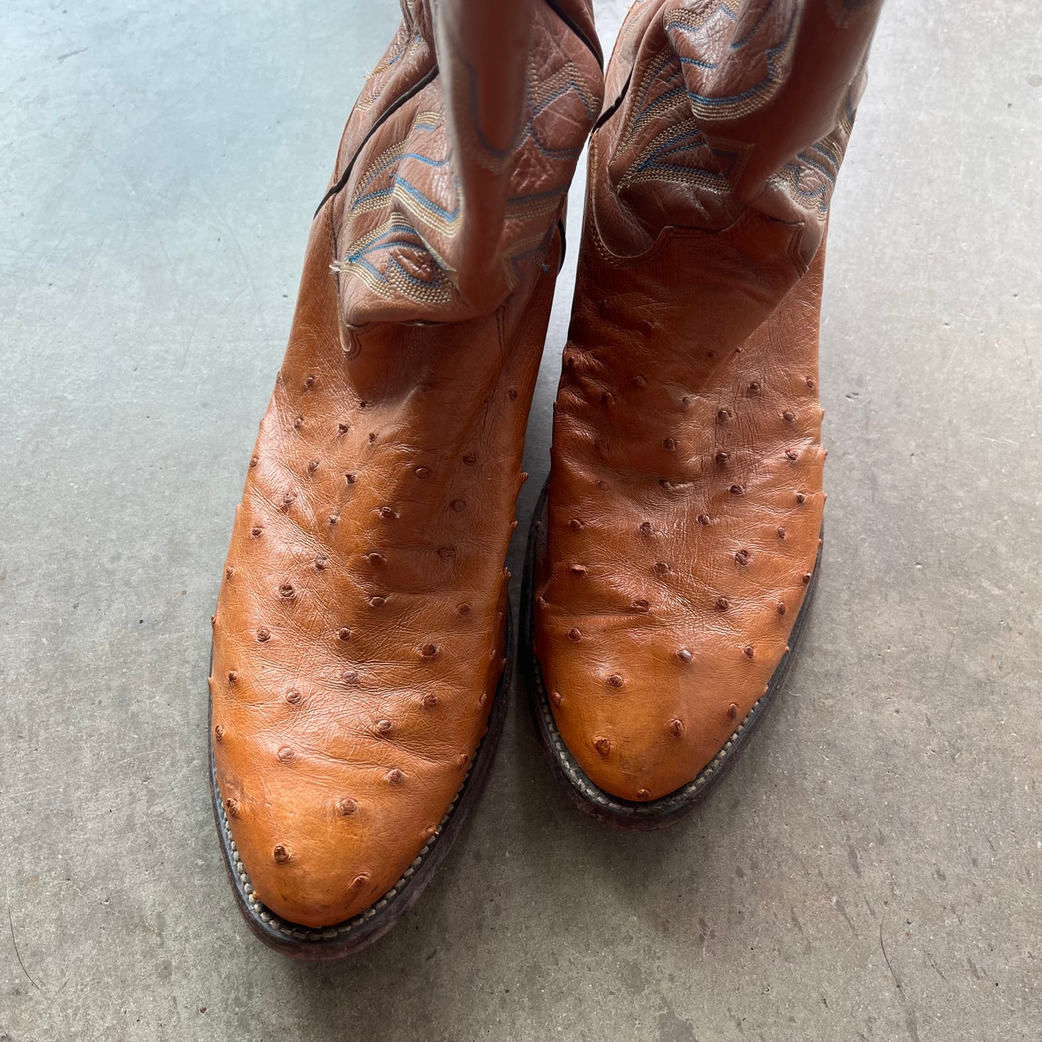 9 Used Ostrich Skin Justin Boots