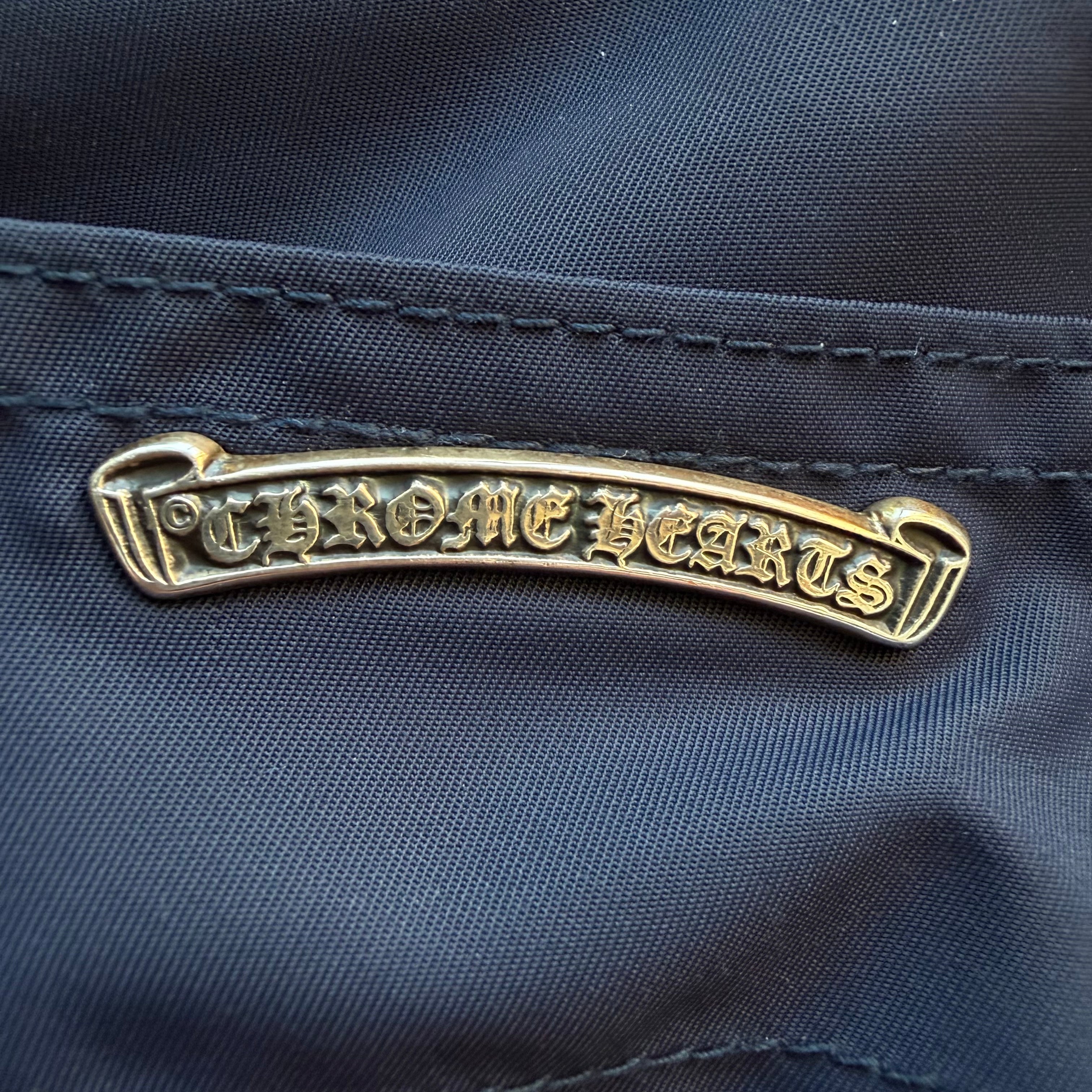 36x29 Chrome Hearts Leather Nylon Double Knees Navy