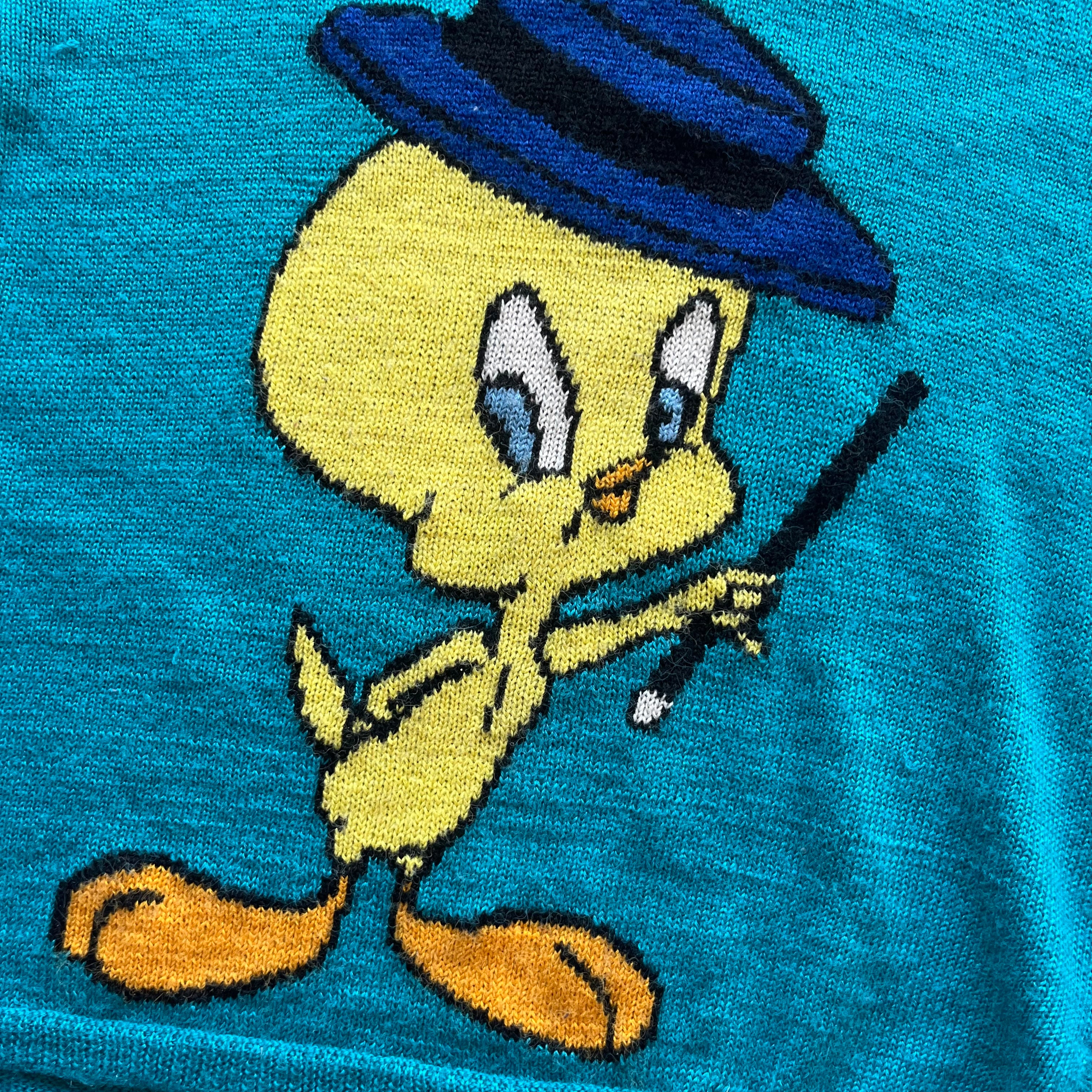 L 80s Tweety Bird Knit Sweater