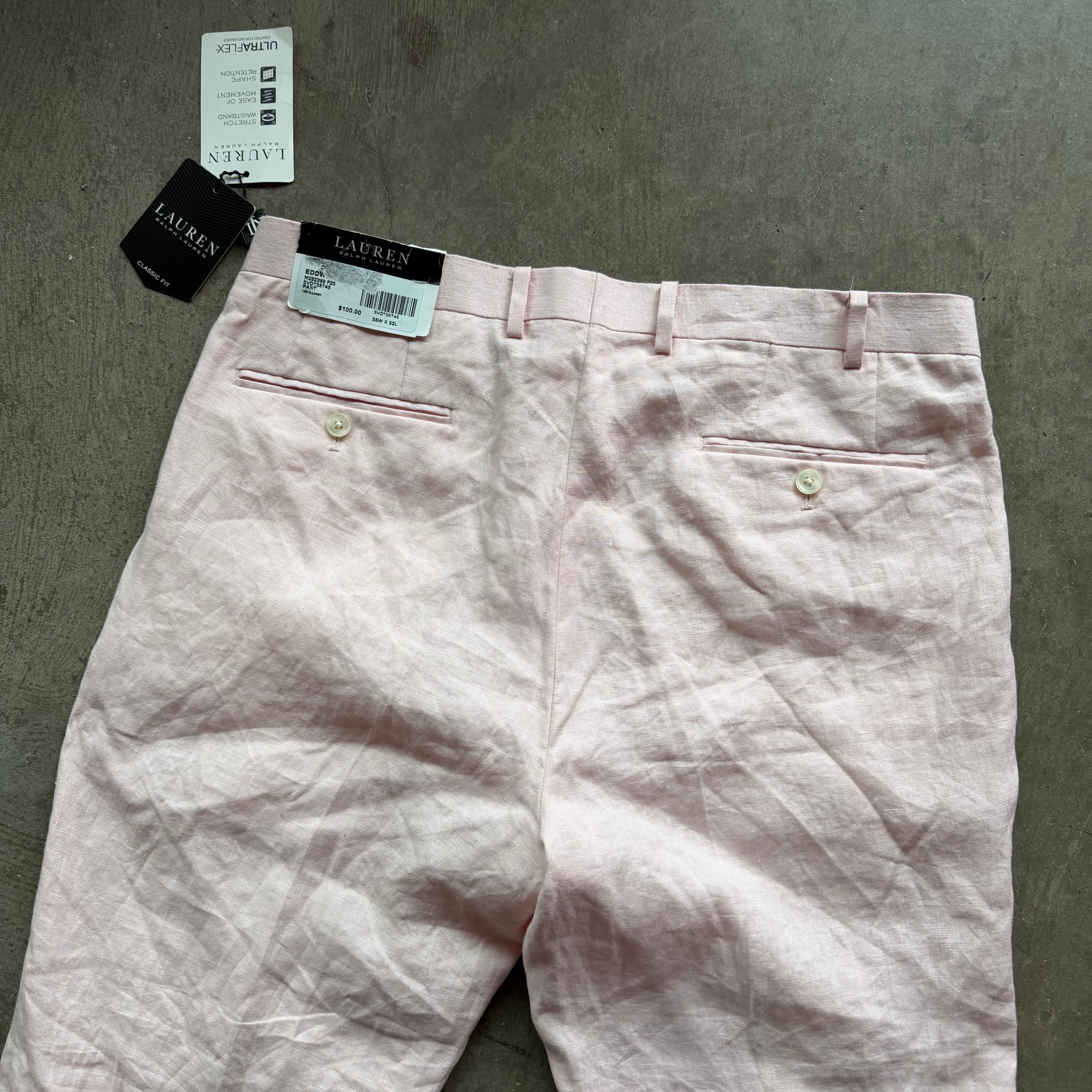 35x32 Lauren Ralph Lauren Pink Linen Pants