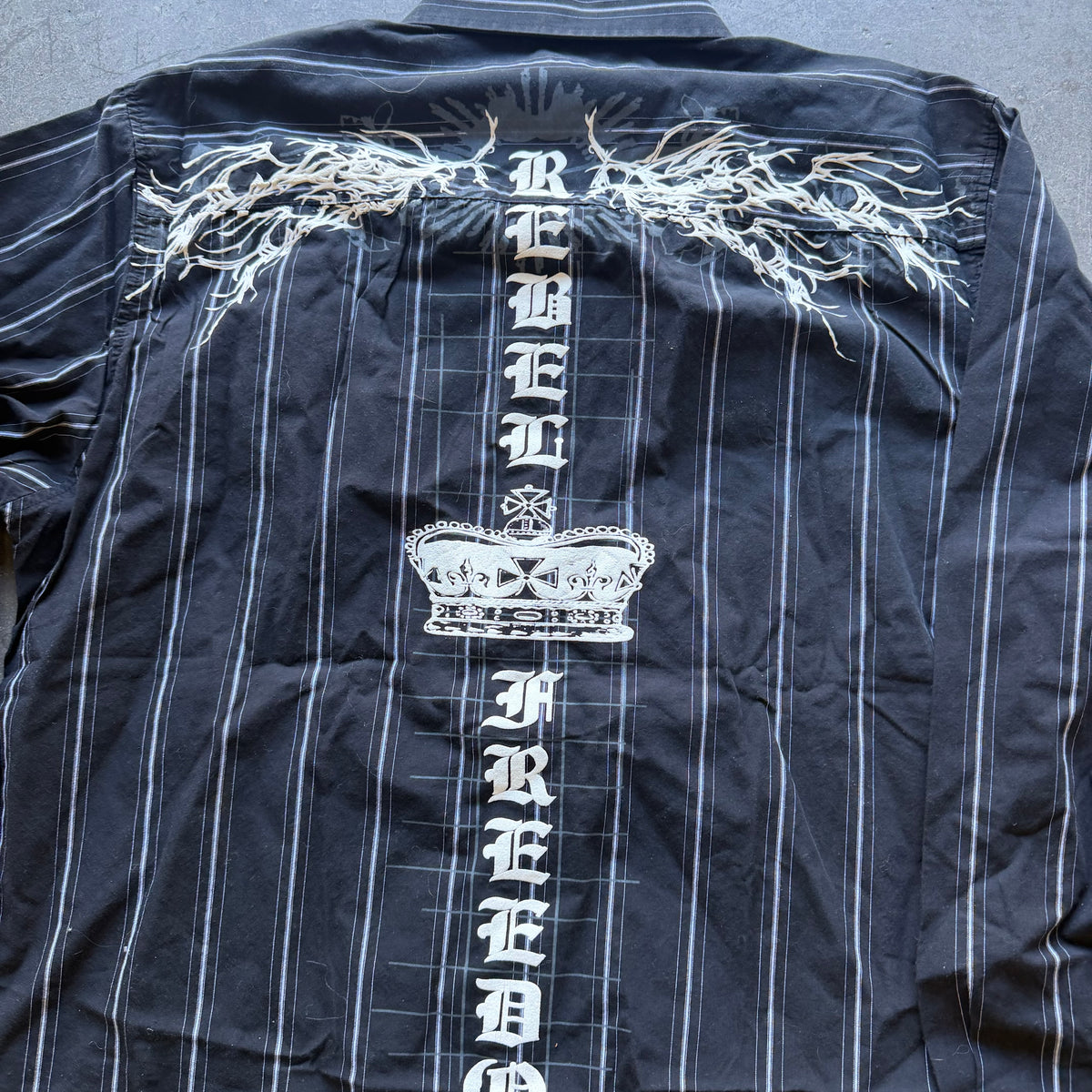 L Y2K Carbon Black Button Up