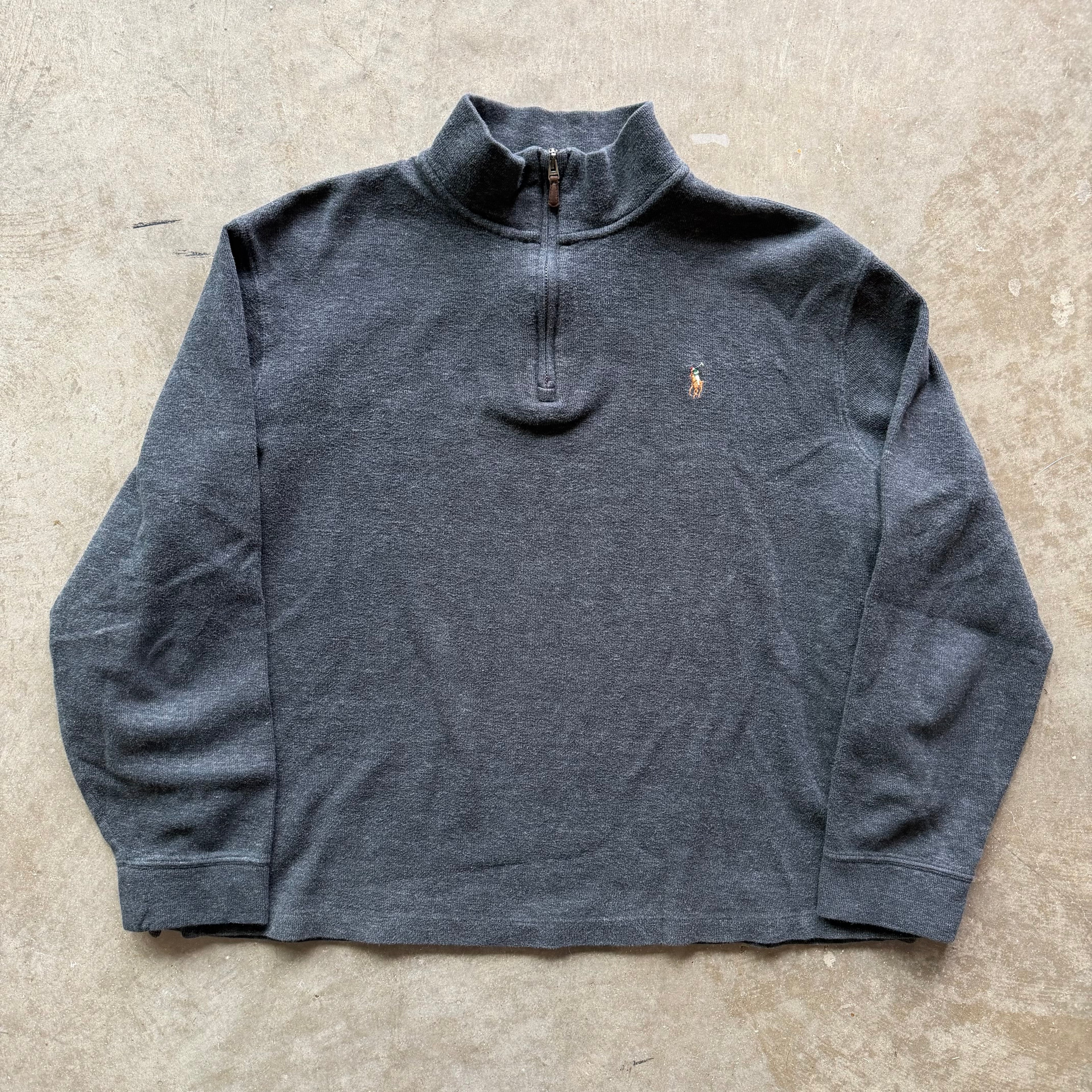 L Grey Polo Quarter Zip