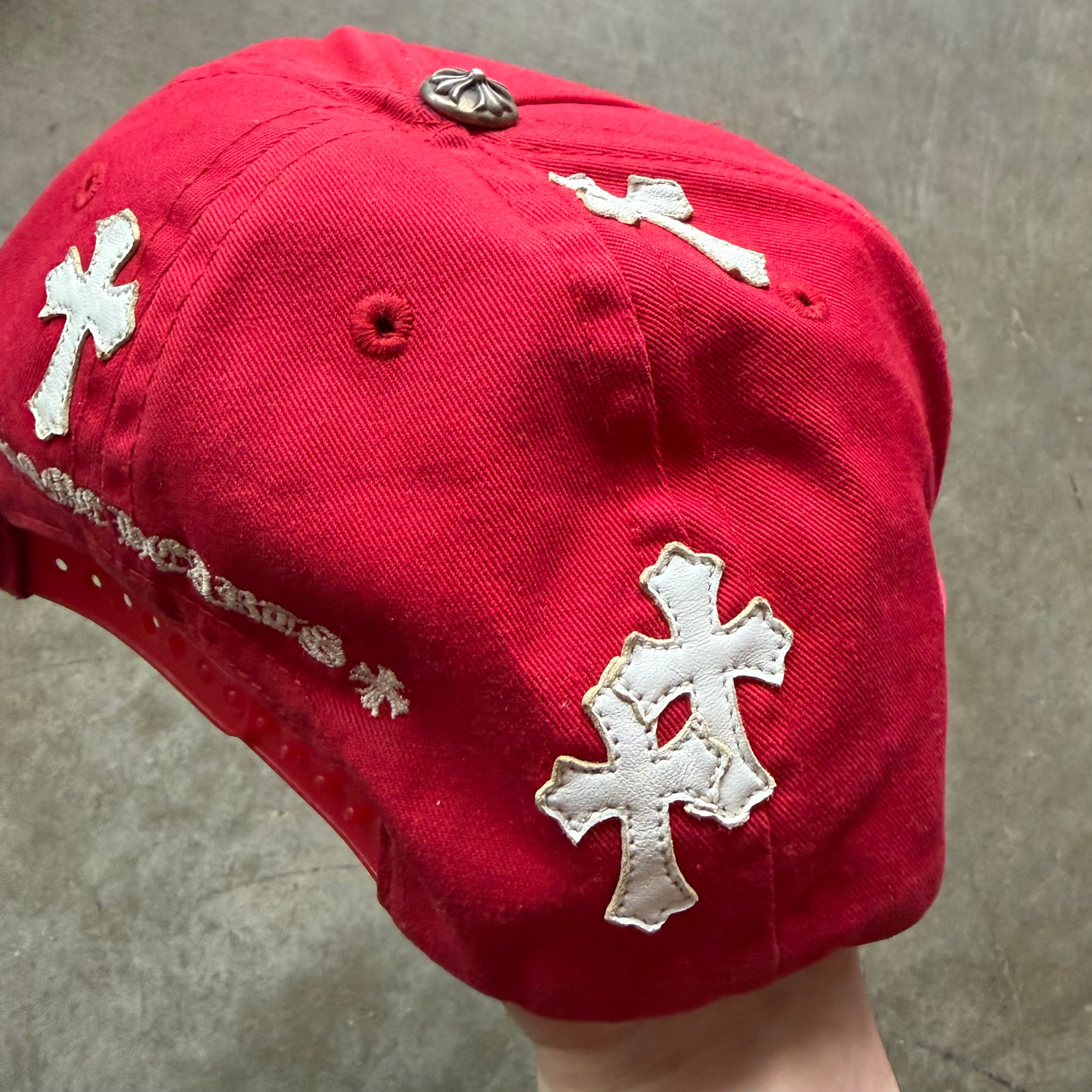 Chrome Hearts Cross Patch Baseball Hat Red