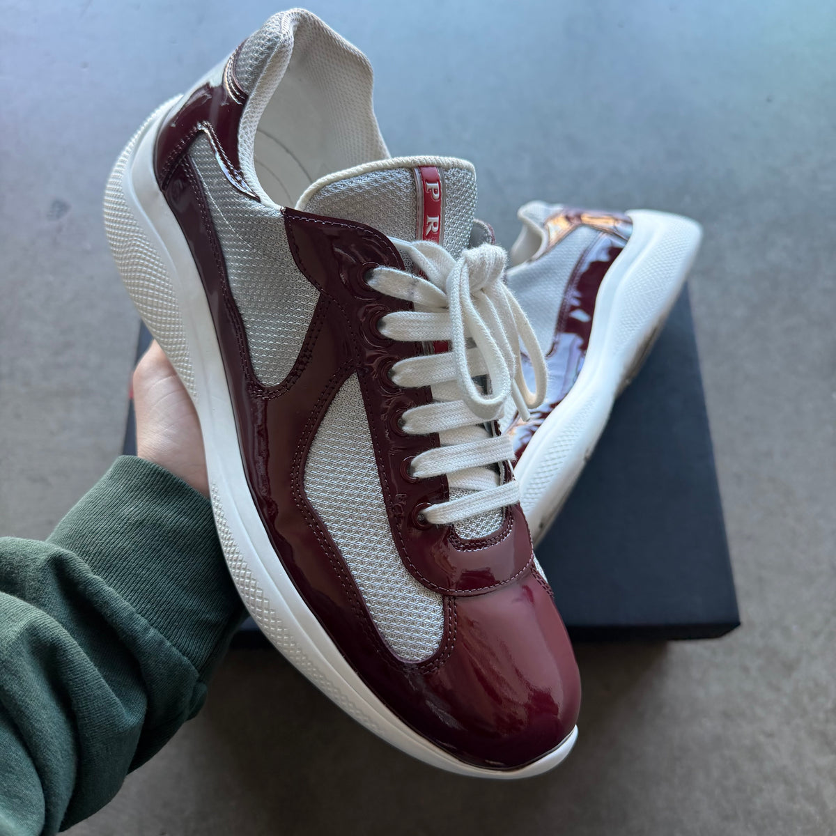 Used 9.5 Prada America Cups Maroon