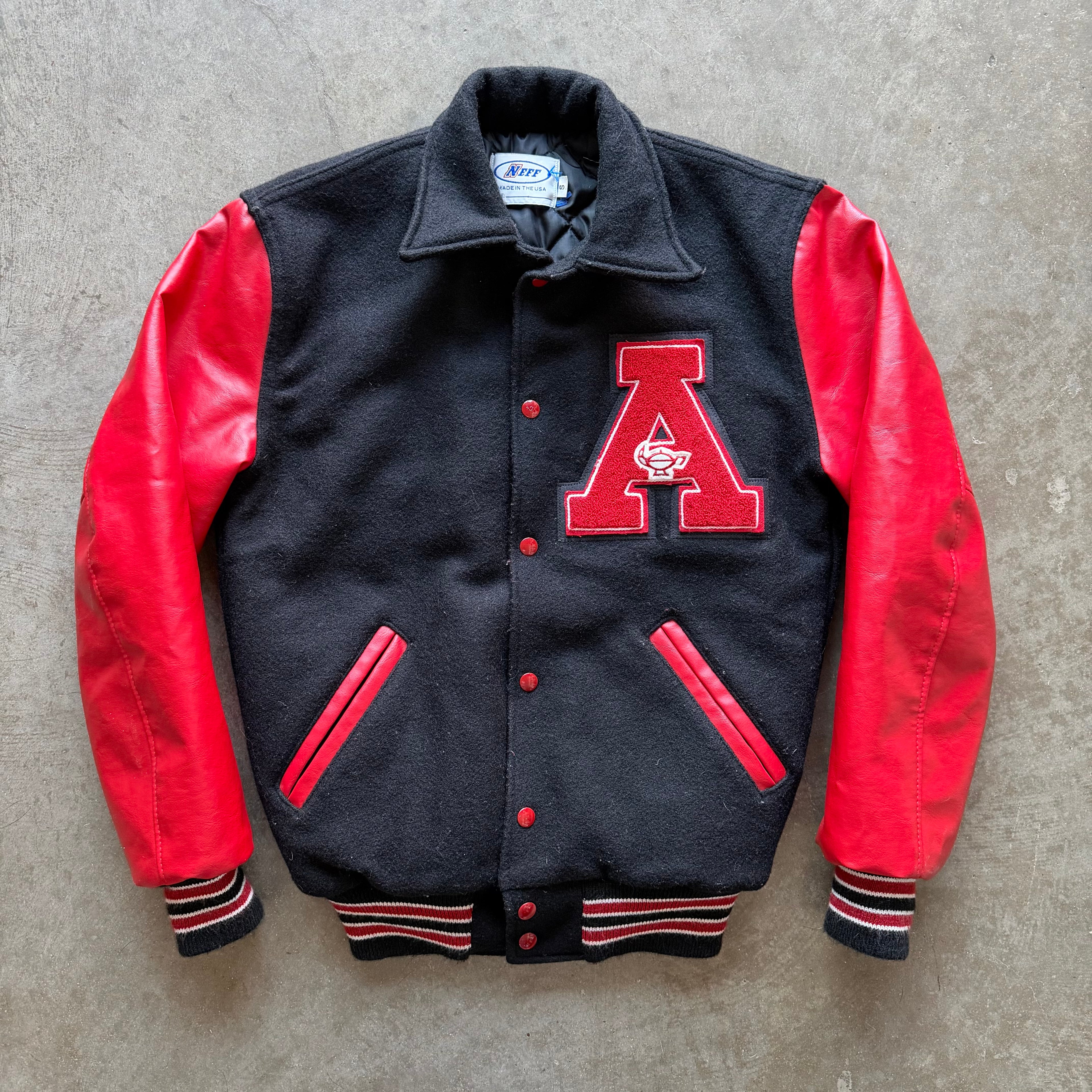 S 90s Red/Black Letterman Jacket