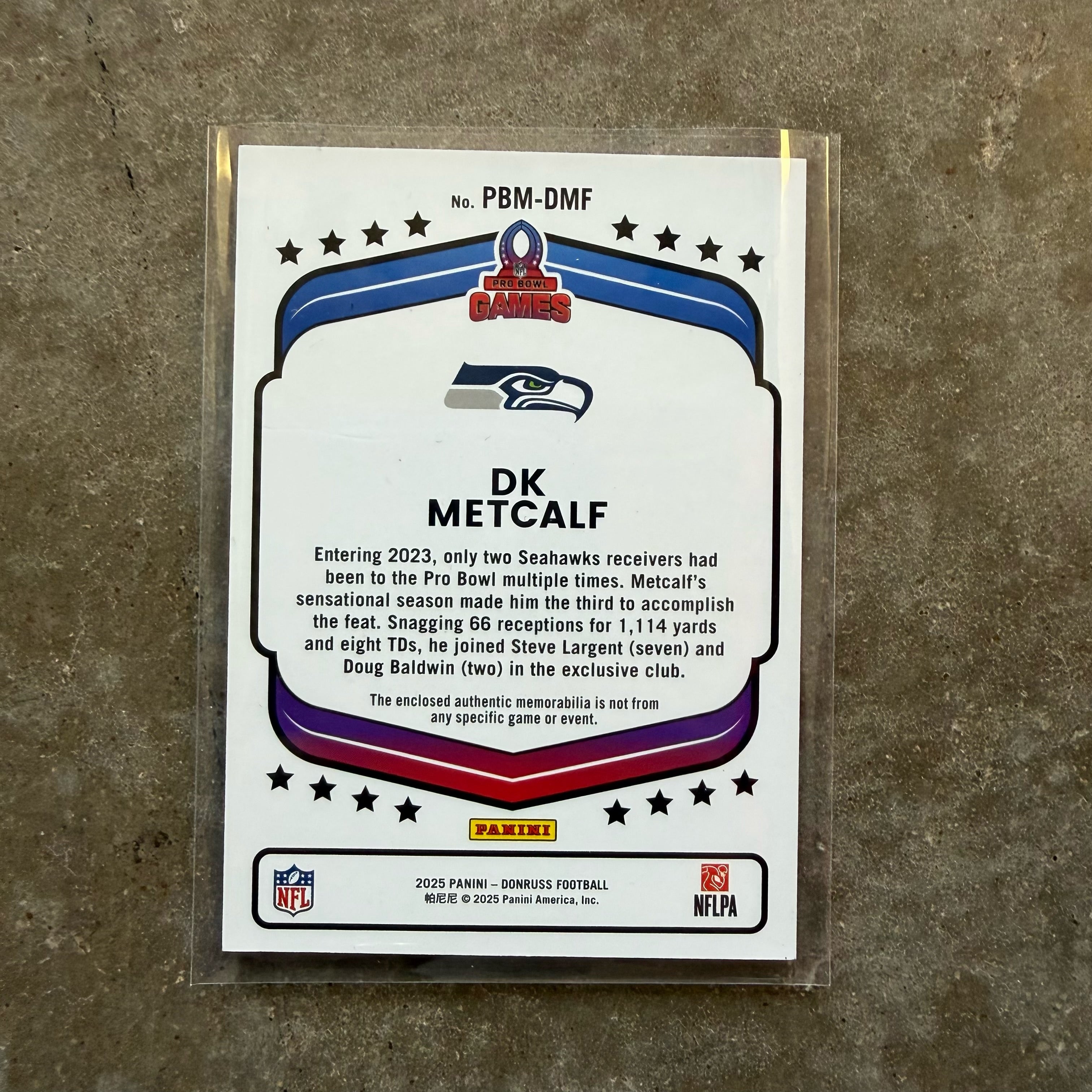 D.K. Metcalf 2025 Panini Pro Bowl Patch Card