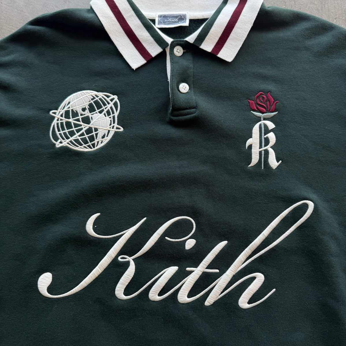 M Kith Script Nelson Collared Pullover Green