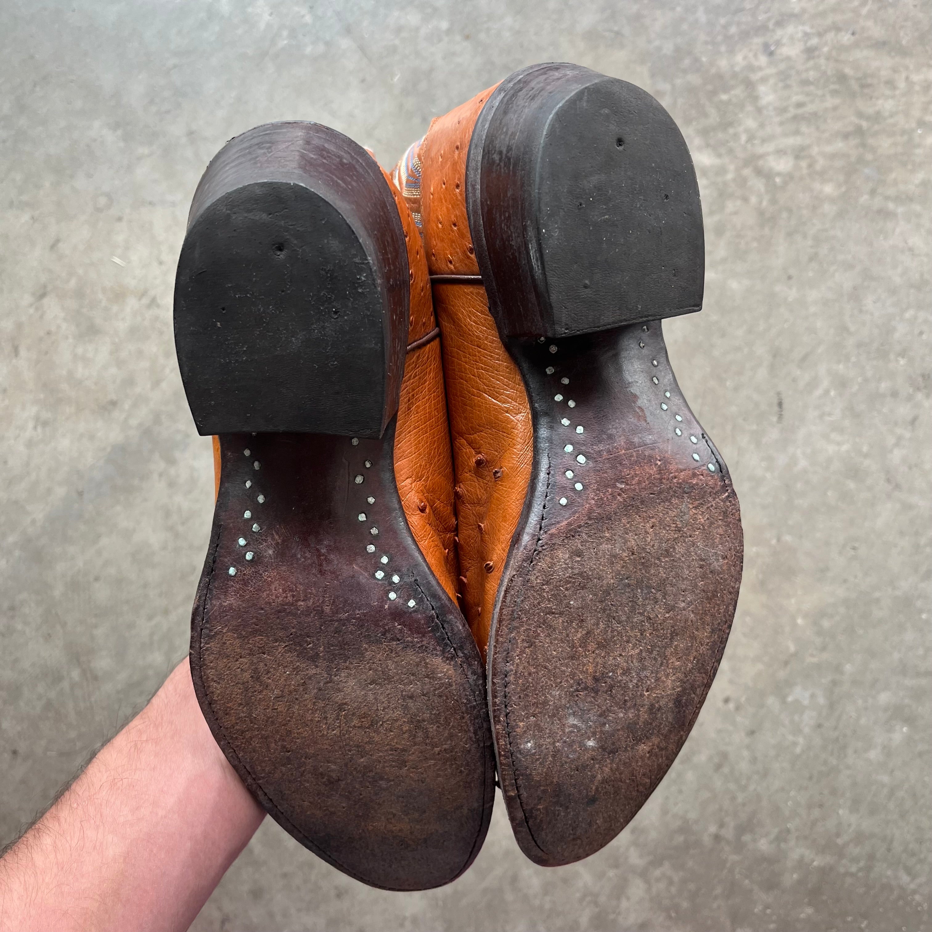 9 Used Ostrich Skin Justin Boots