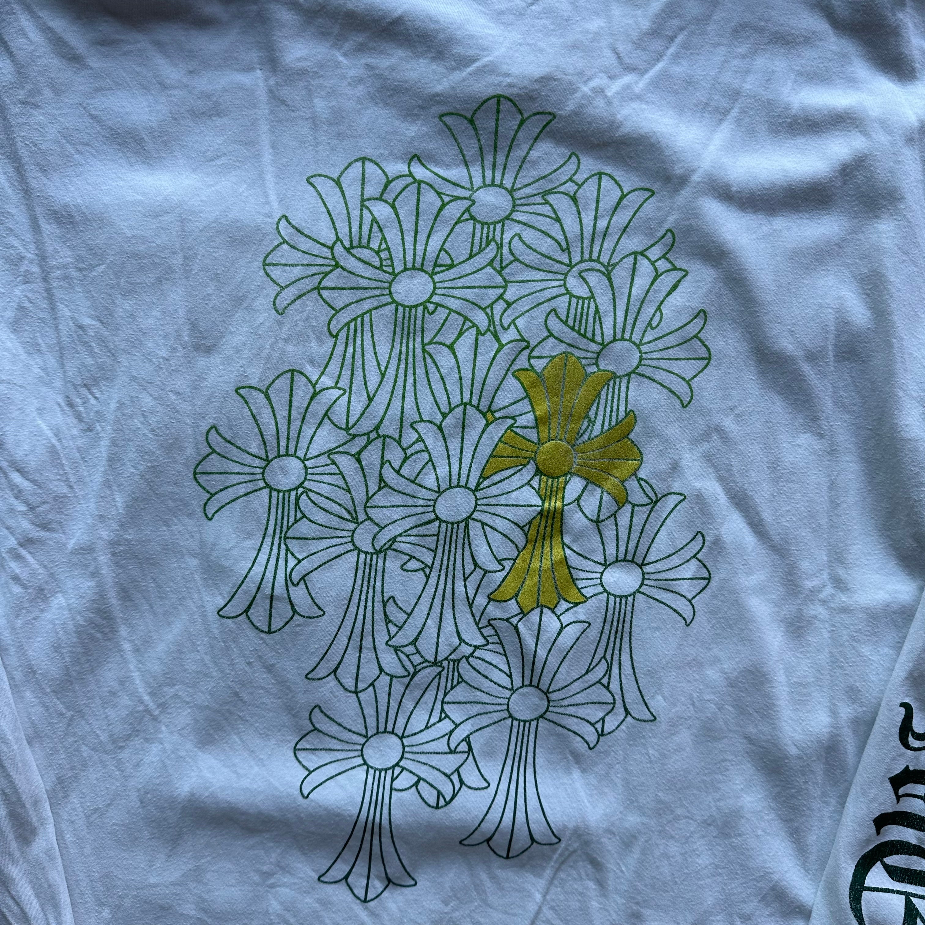 L Green/White Chrome Hearts Crosses Tee