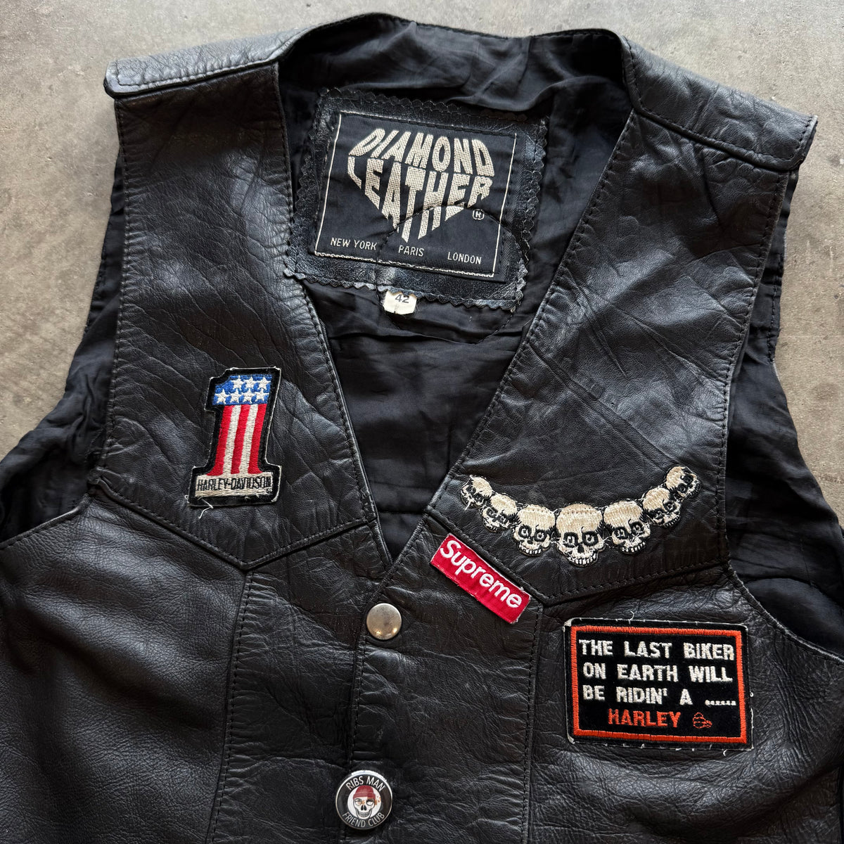 M Diamond Leather Vest