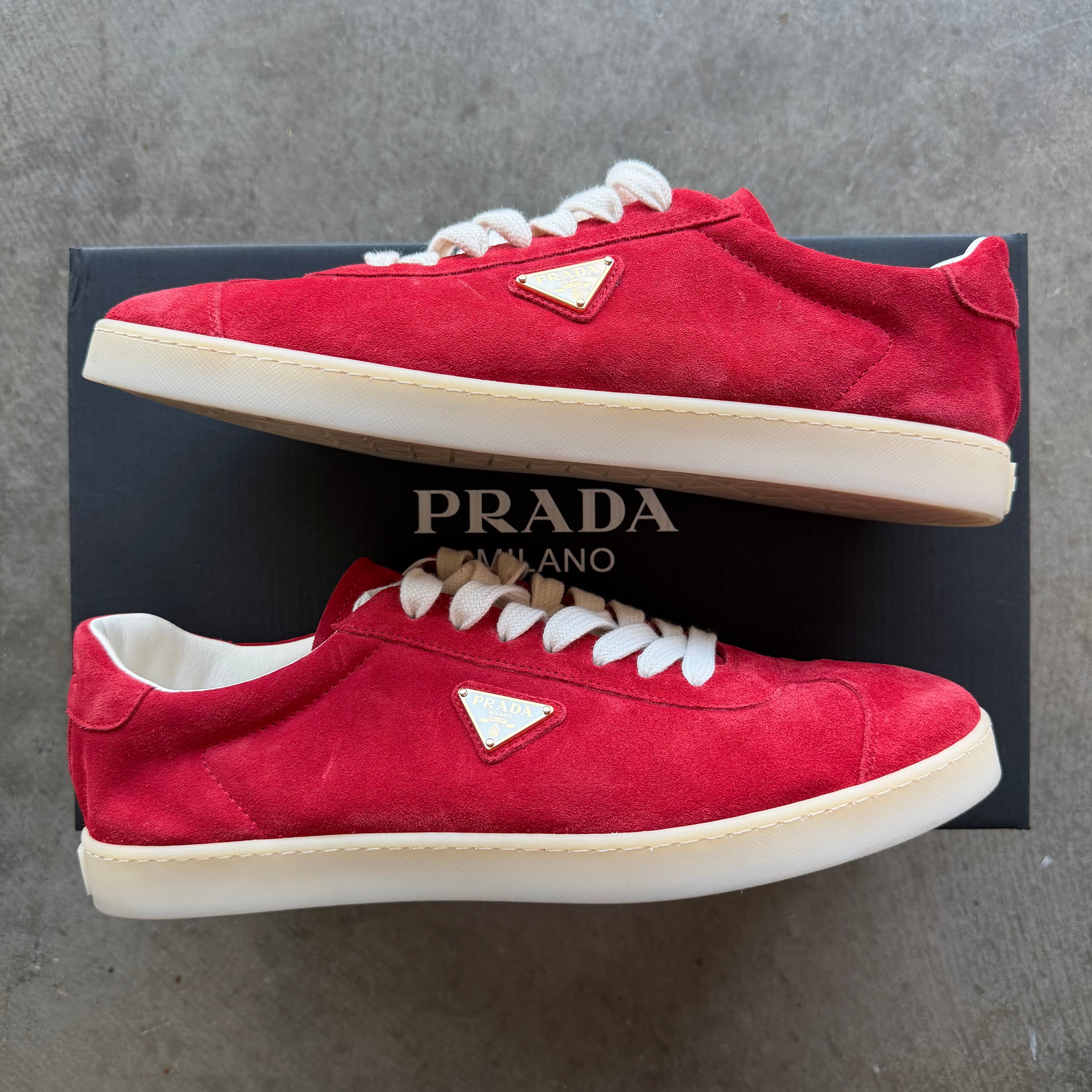 11 Prada Lane Sneaker Red Suede