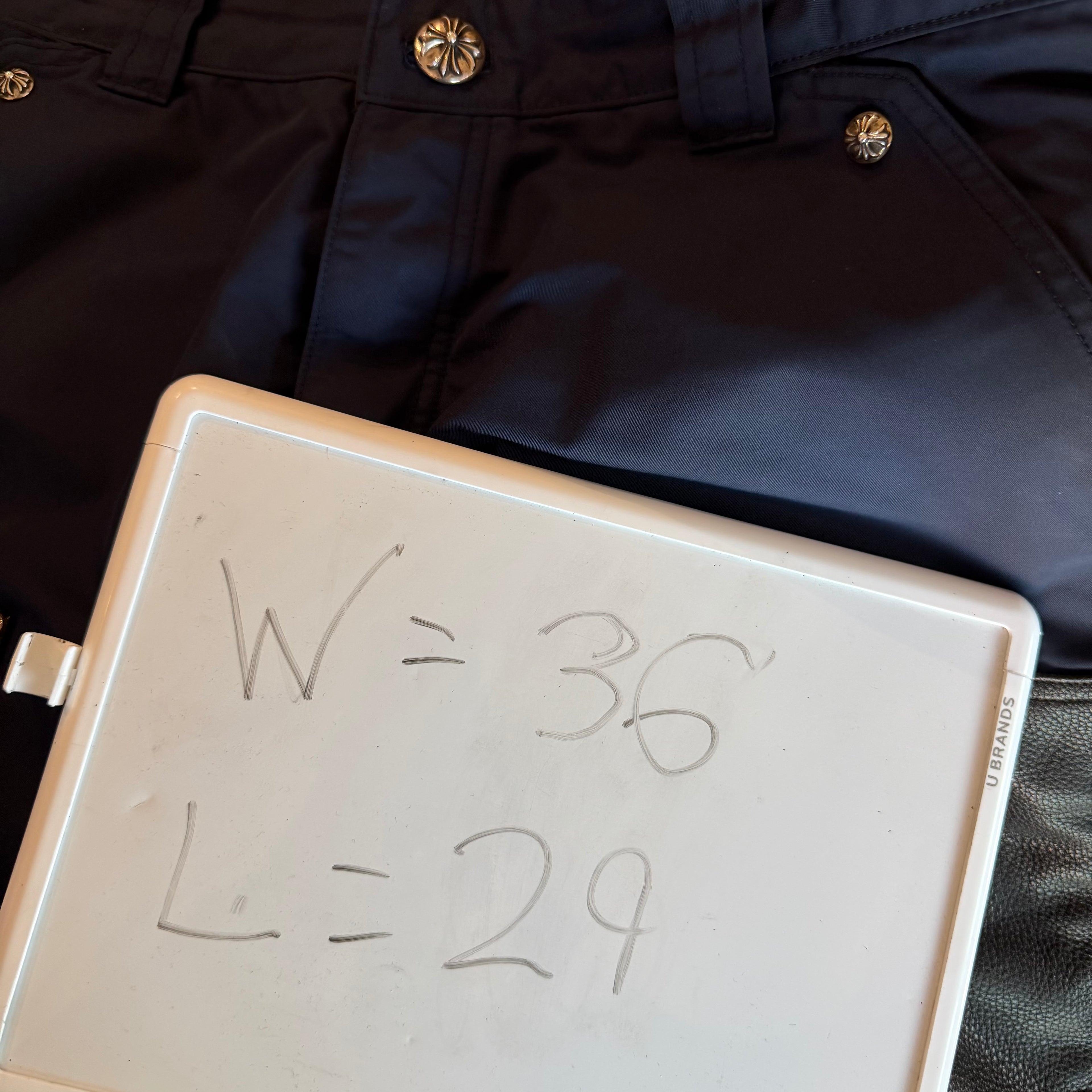 36x29 Chrome Hearts Leather Nylon Double Knees Navy