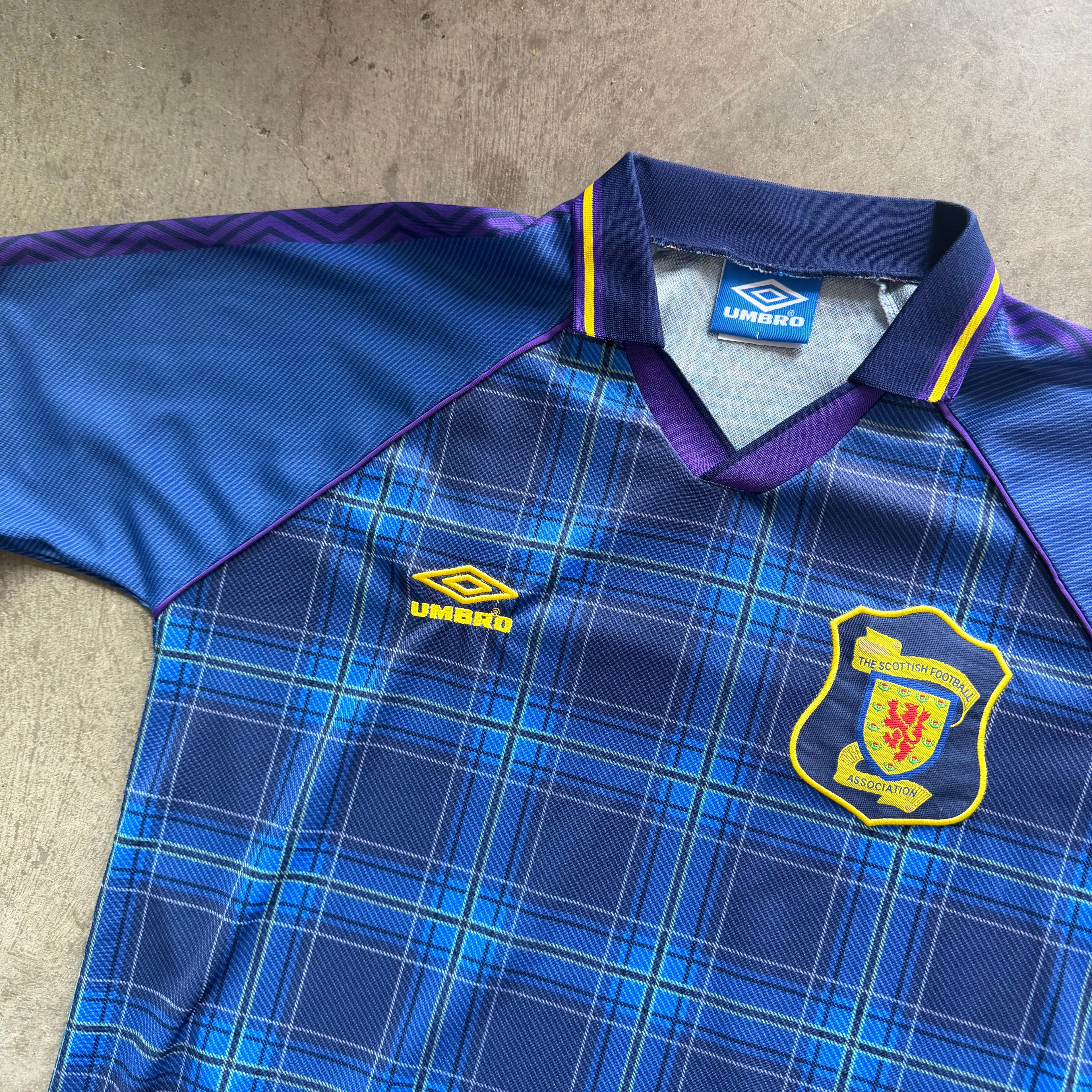 L 90s Scotland Home Soccer Jersey