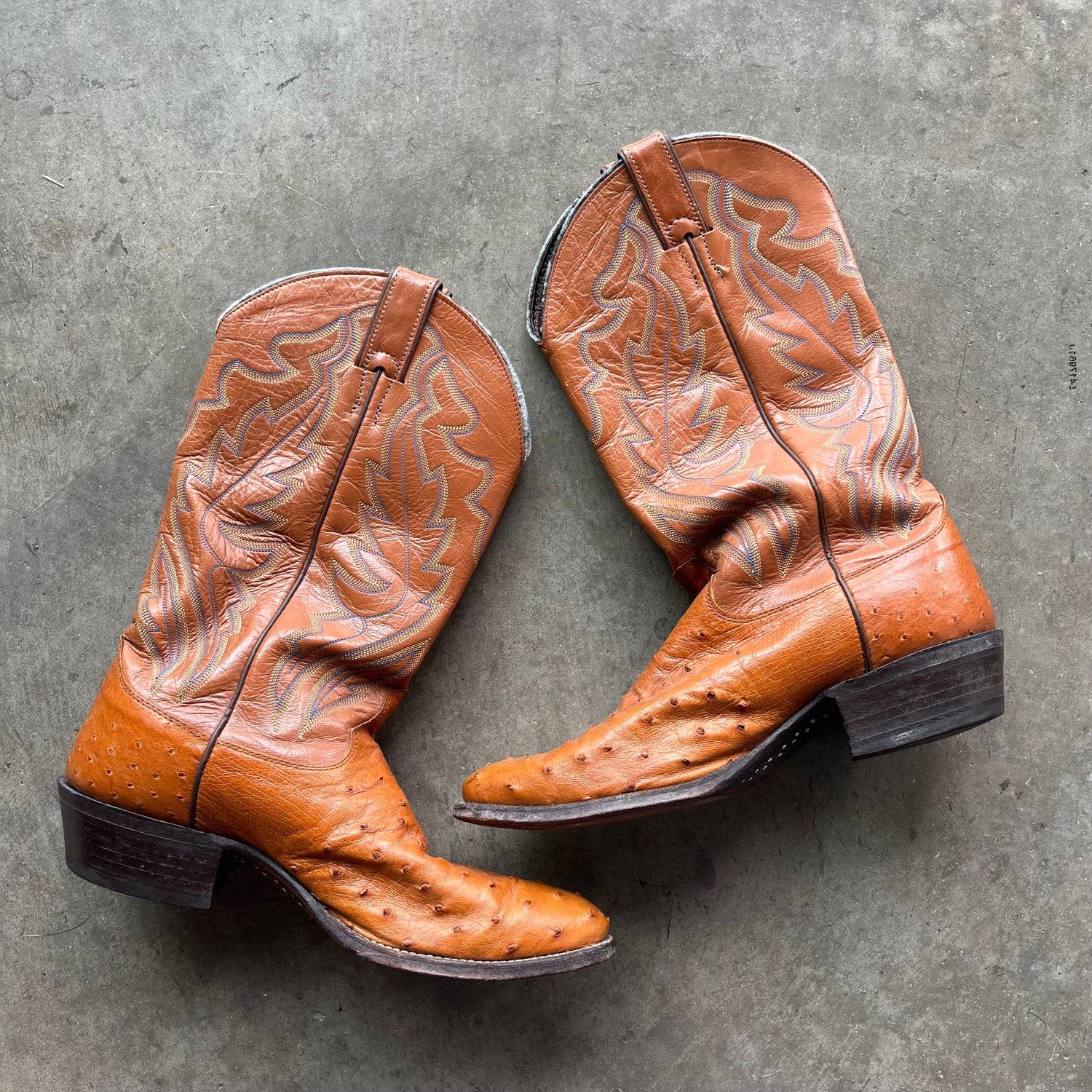 9 Used Ostrich Skin Justin Boots