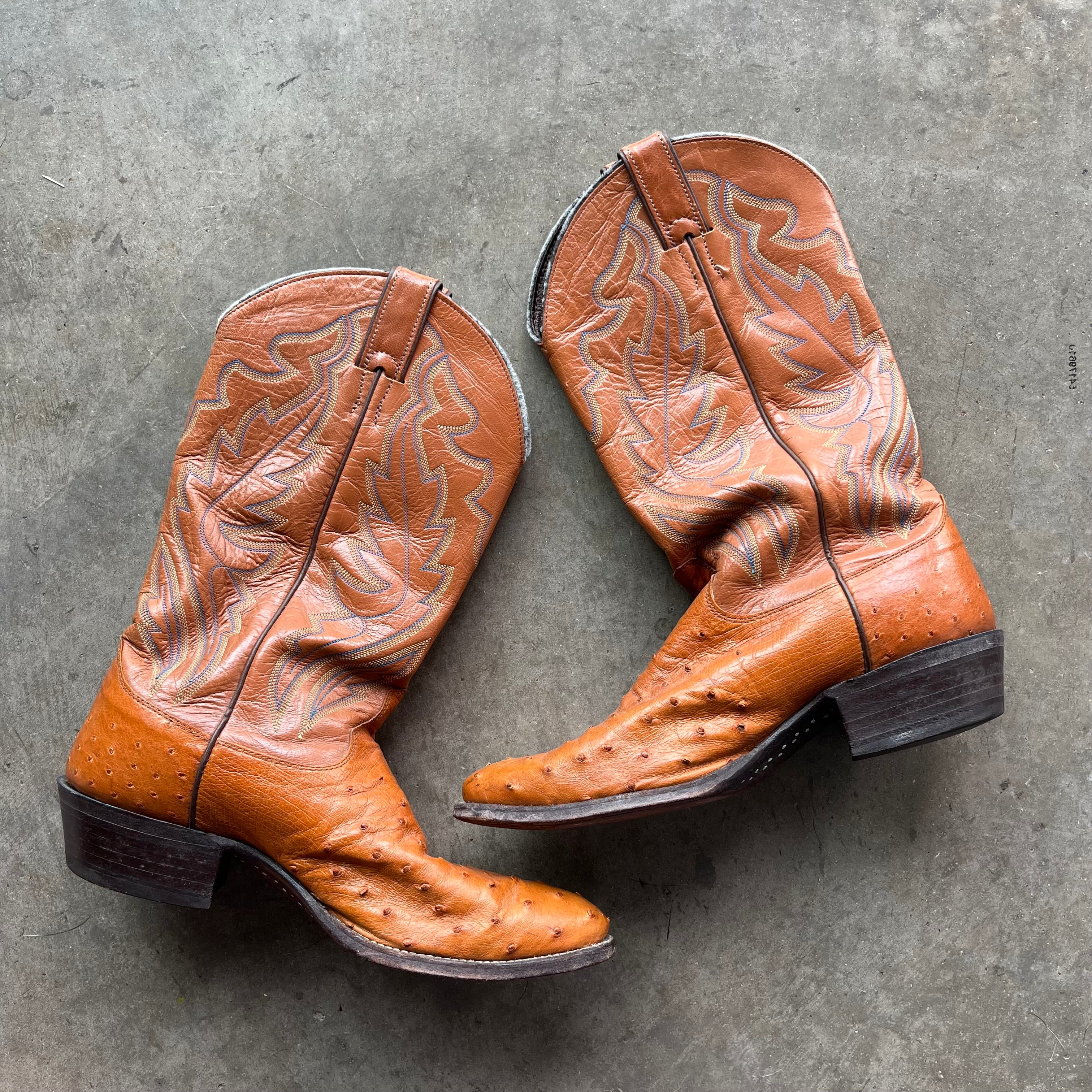 9 Used Ostrich Skin Justin Boots
