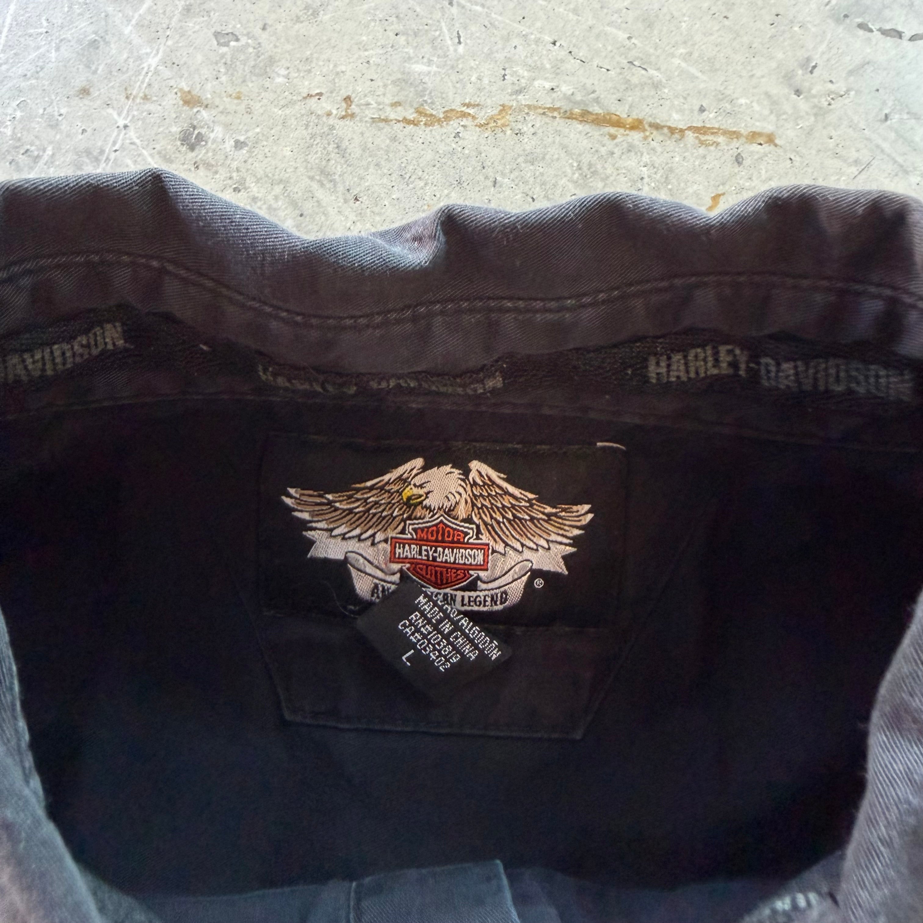 L 00s Harley Davidson Button Up