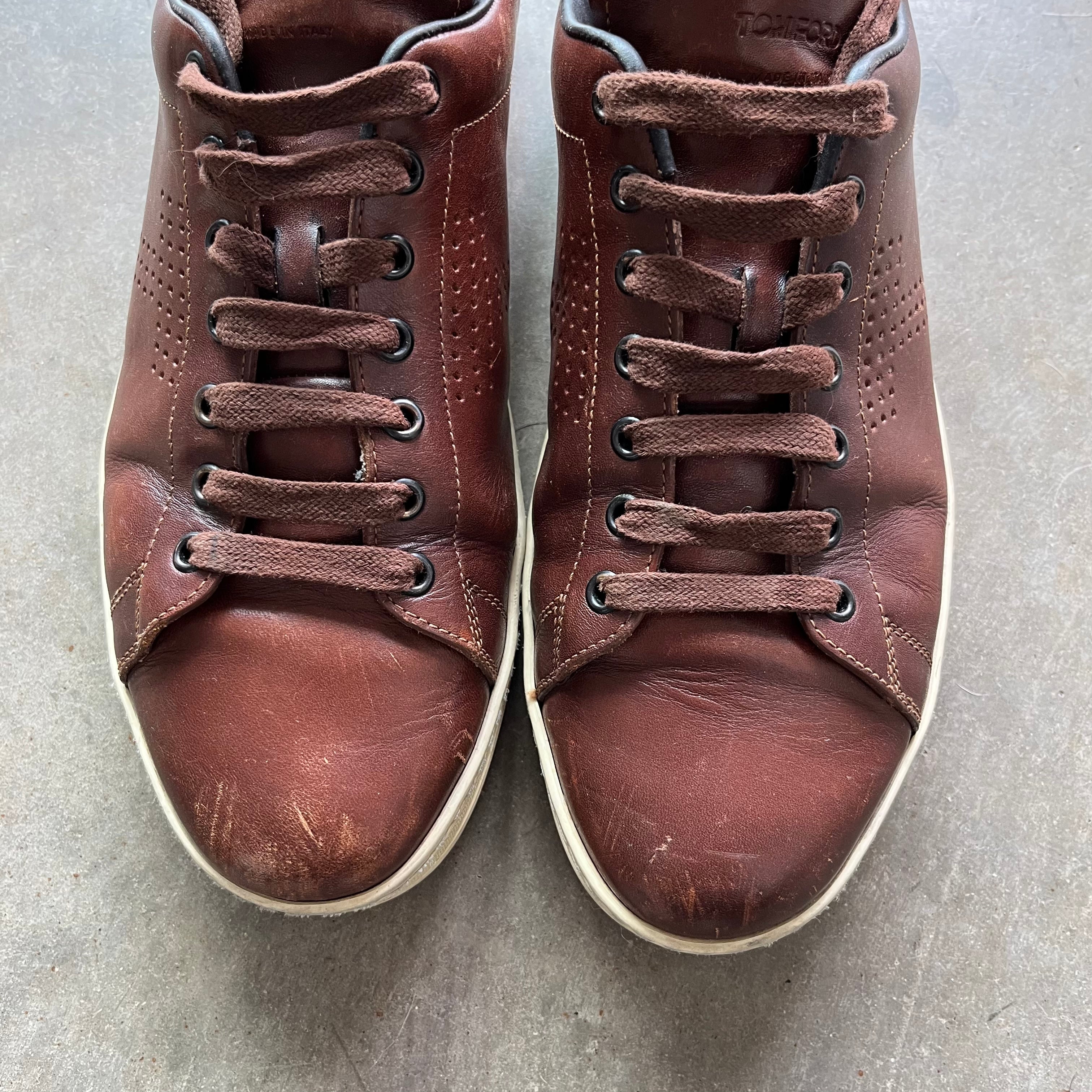 10 Used Tom Ford Warwick Burnished Leather Sneaker