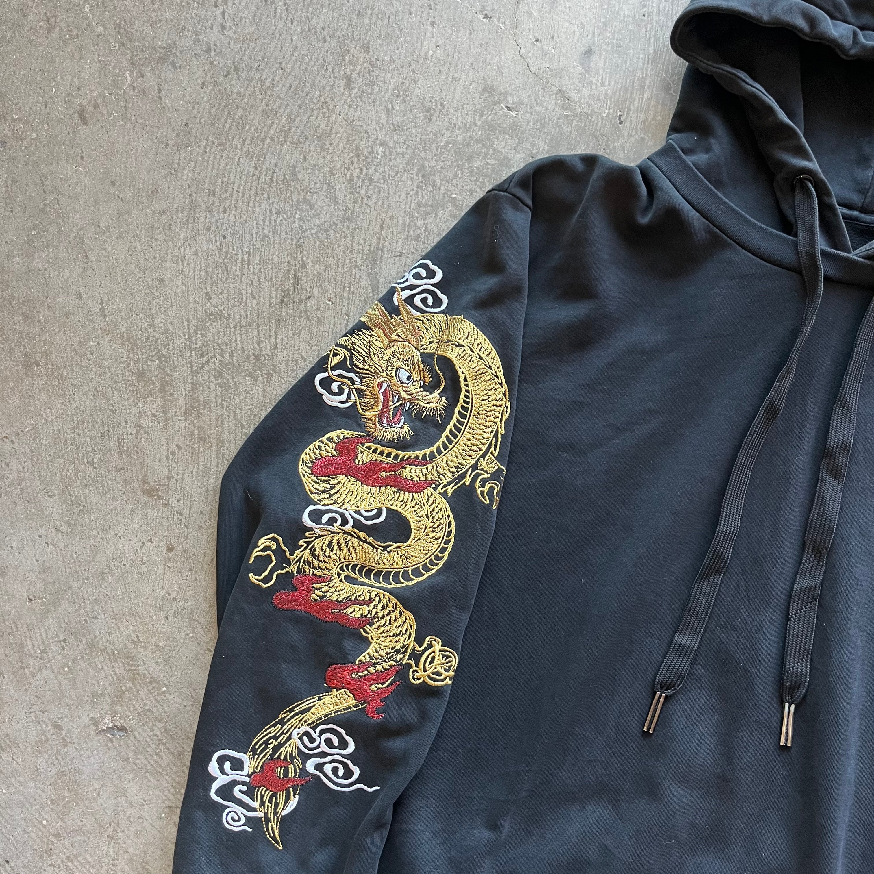 L Black Evisu Dragon Hoodie