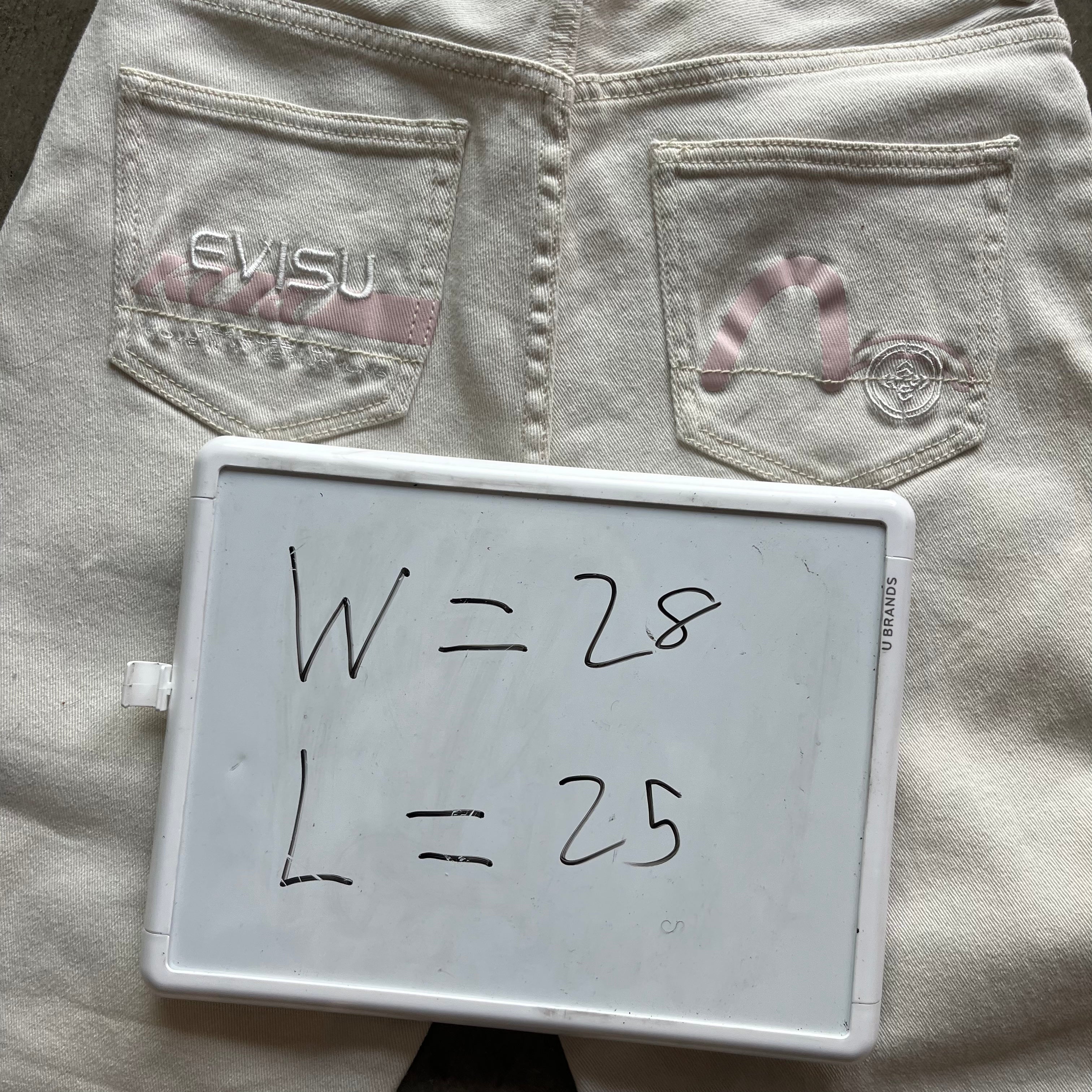 28x25 White/Pink Evisu Jeans