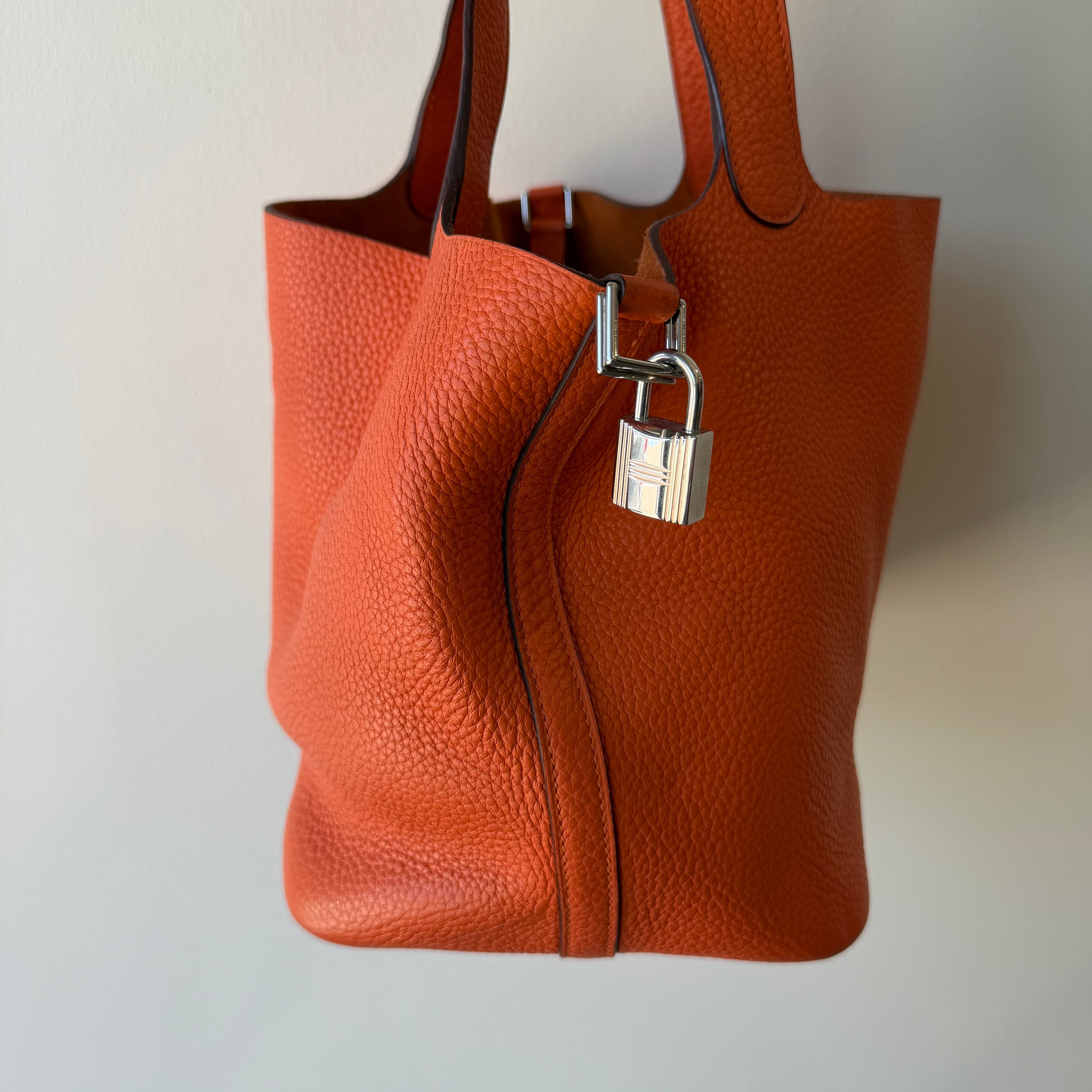 Hermes Taurillon Clemence Picotin Lock 25 Orange