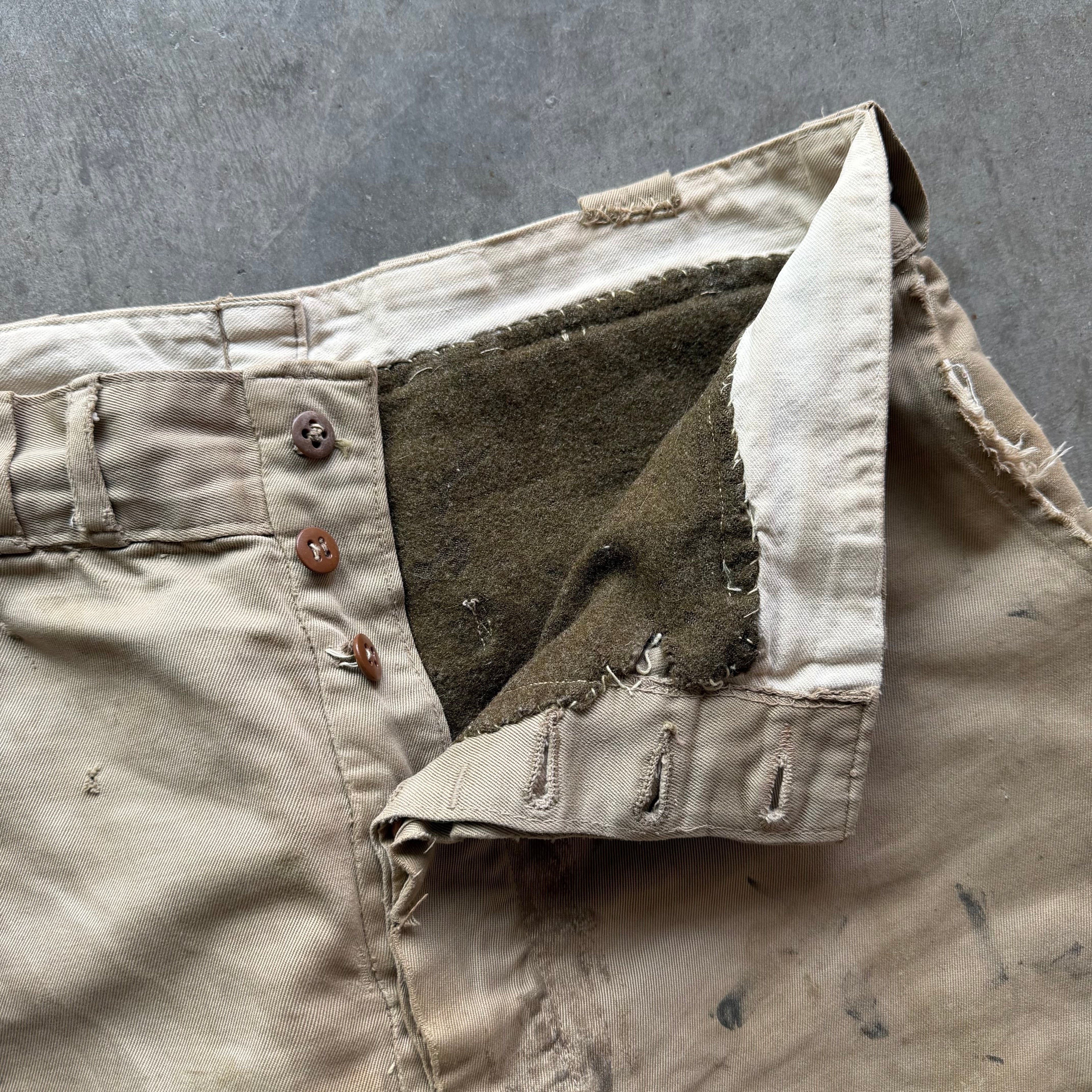 34x30 1940s Dickies Army Cloth Wool Lined Pants