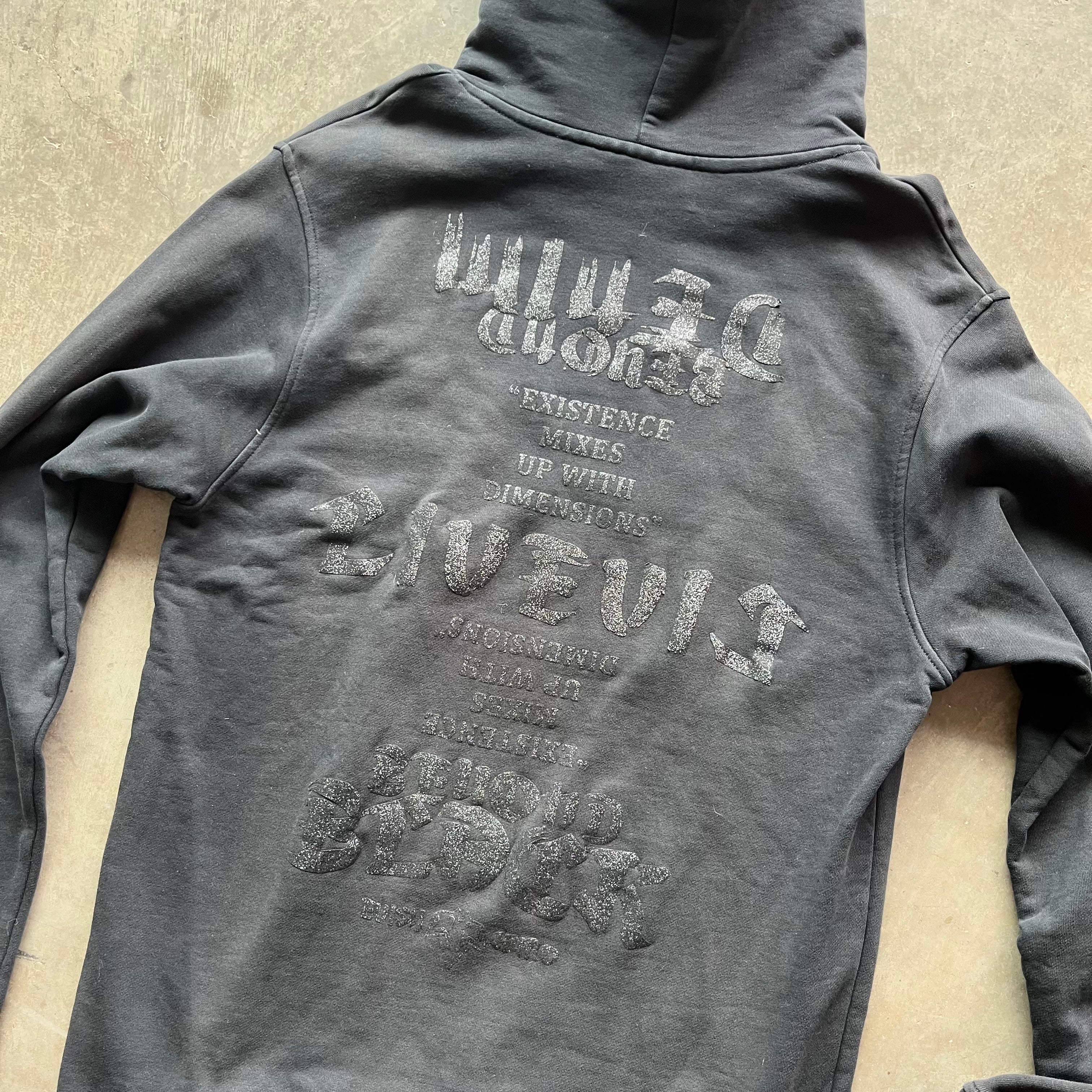 L Black Sparkle Evisu Hoodie