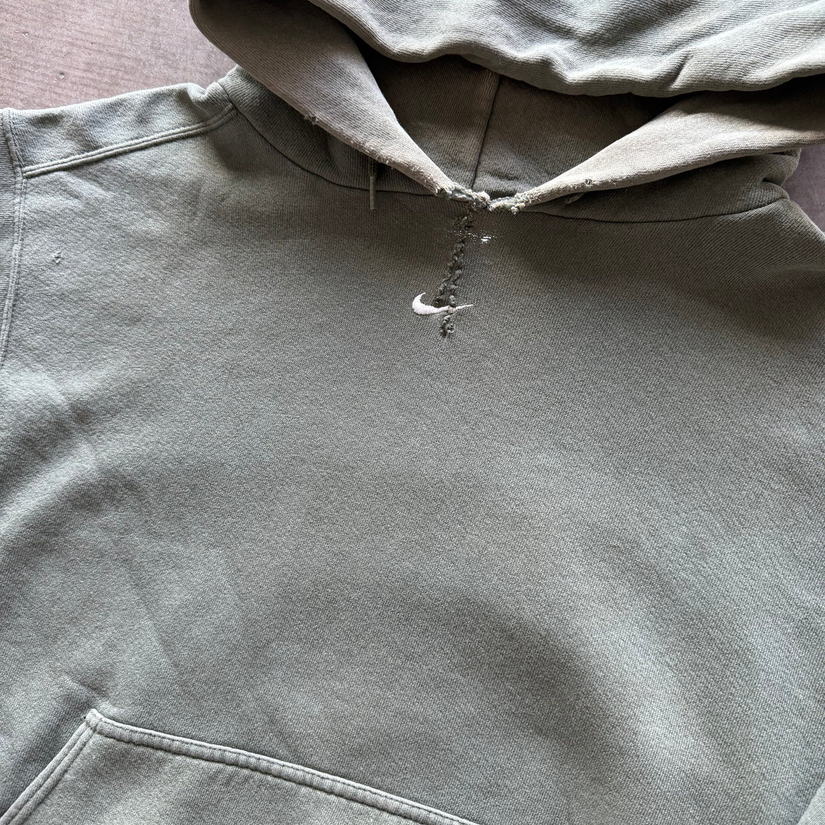 L 90s Nike Center Swoosh Hoodie Olive