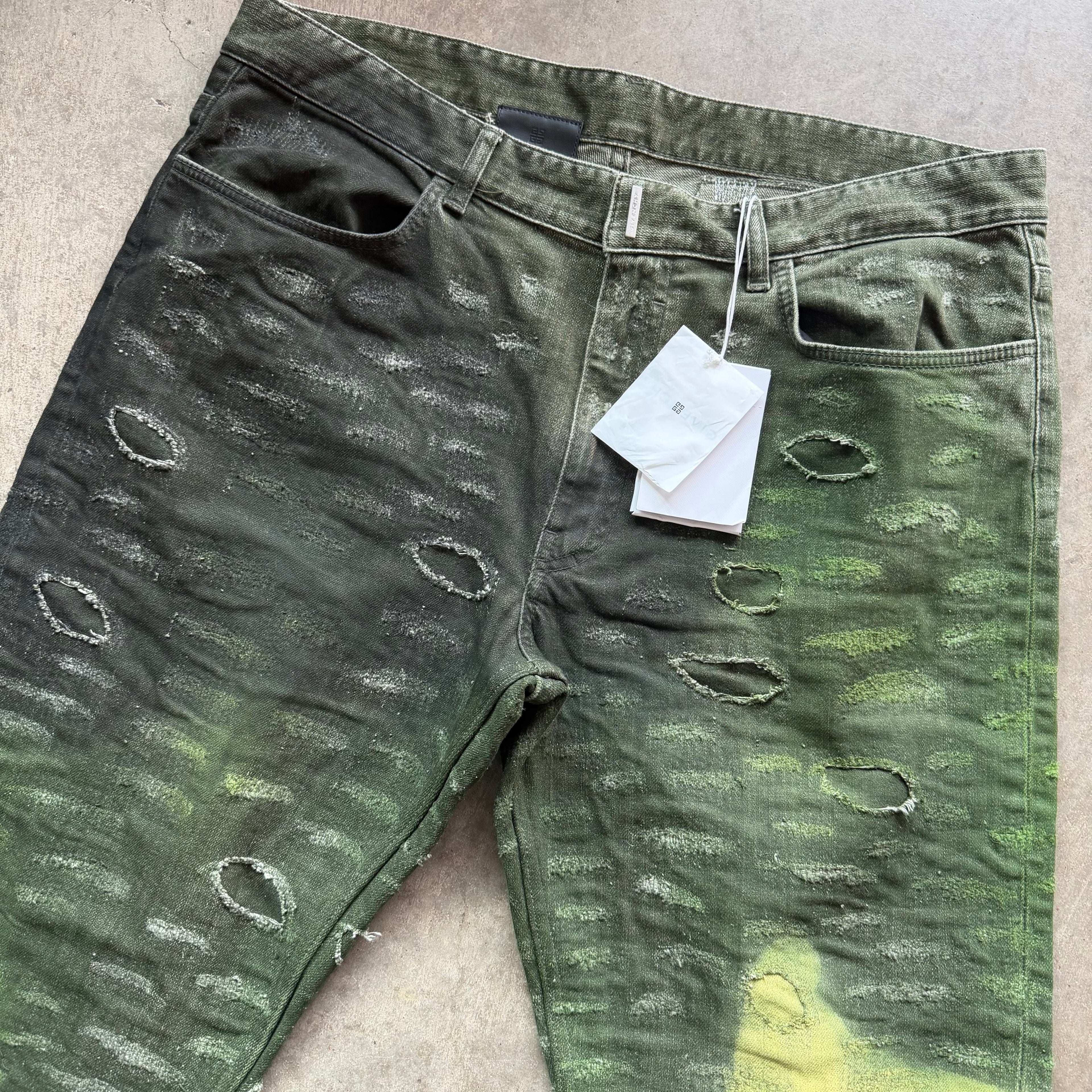 37x34 Givenchy Slim Fit Tapered Distressed Tie Dye Jeans