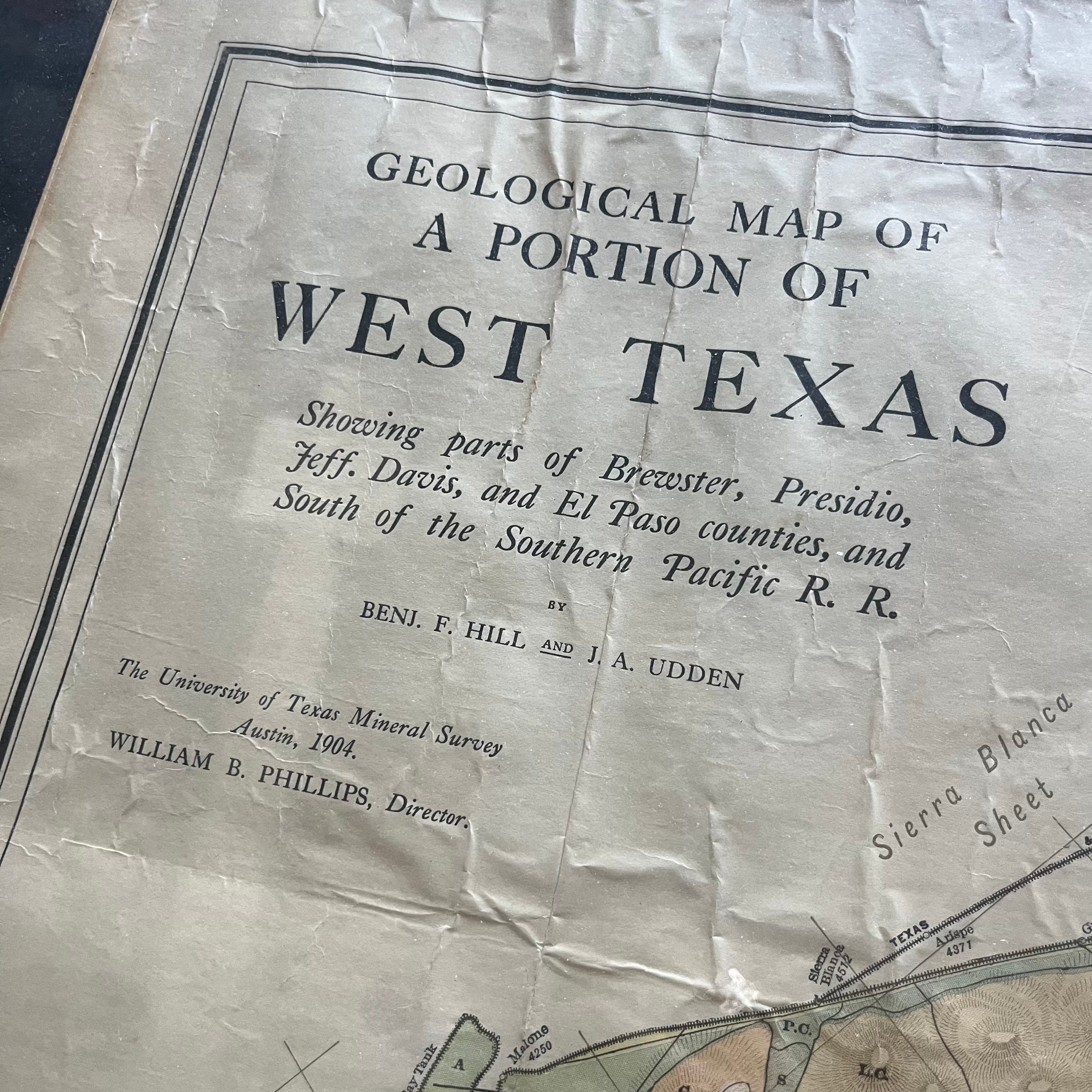 1904 Geological Map of West Texas