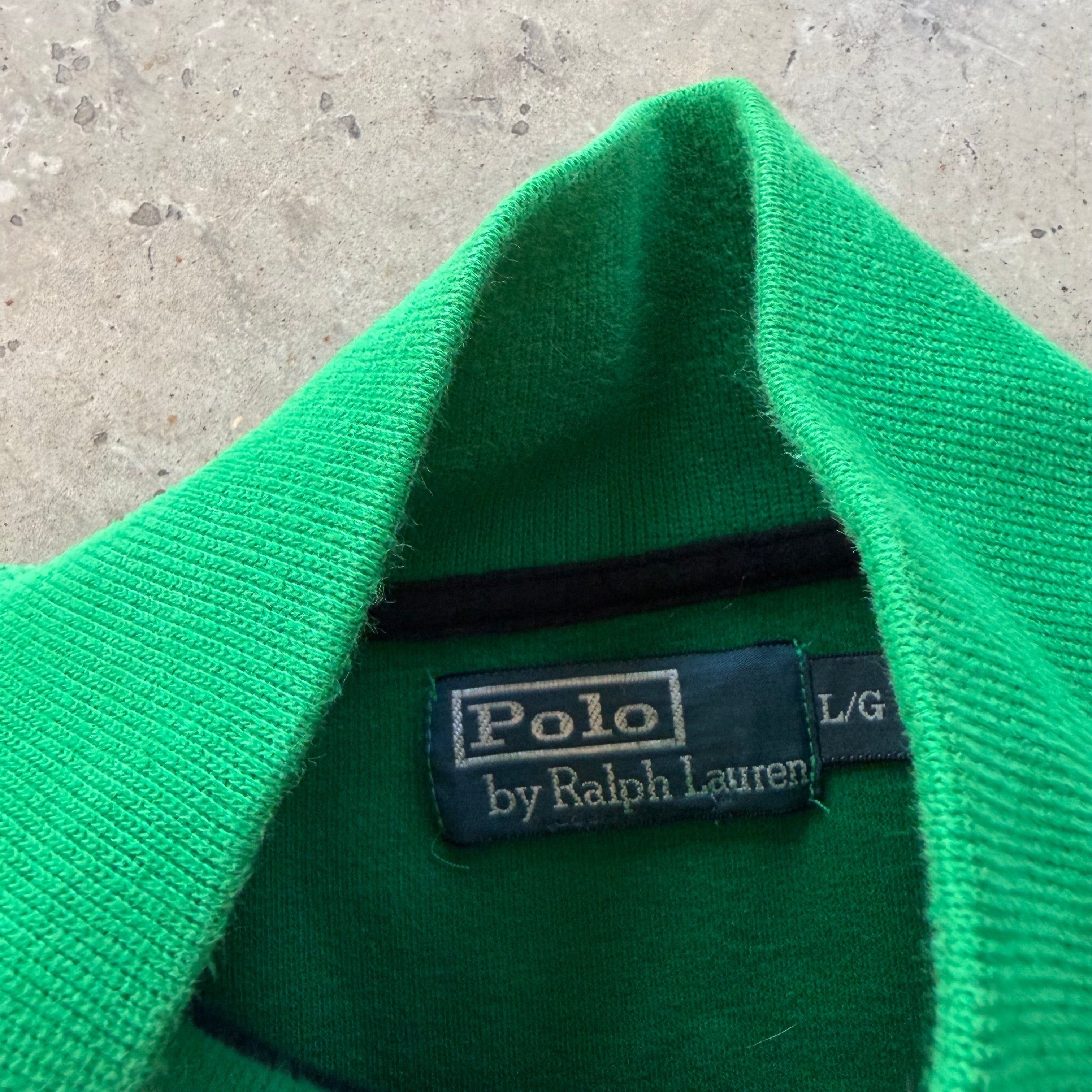 L 90s Green Polo Quarter Zip