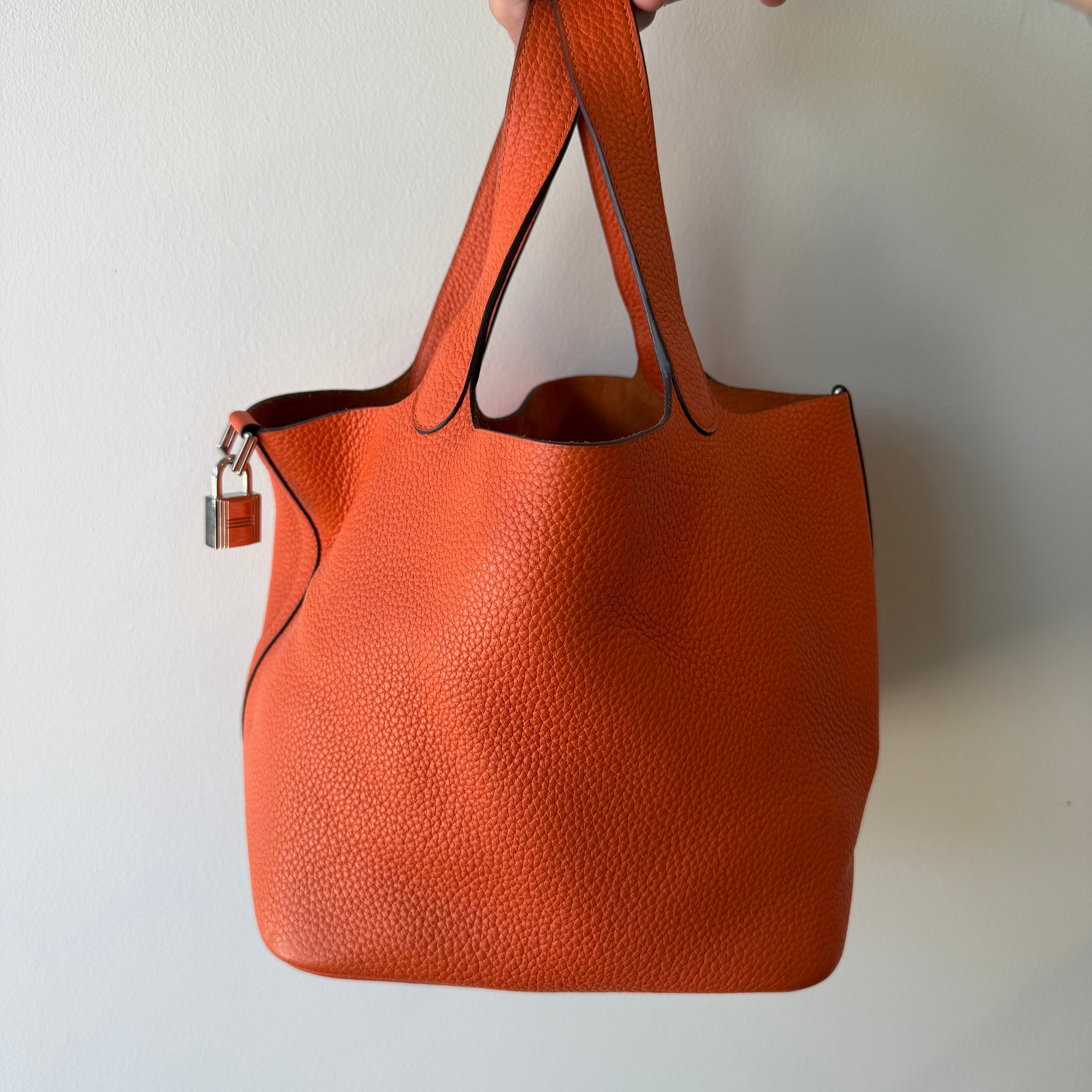 Hermes Taurillon Clemence Picotin Lock 25 Orange