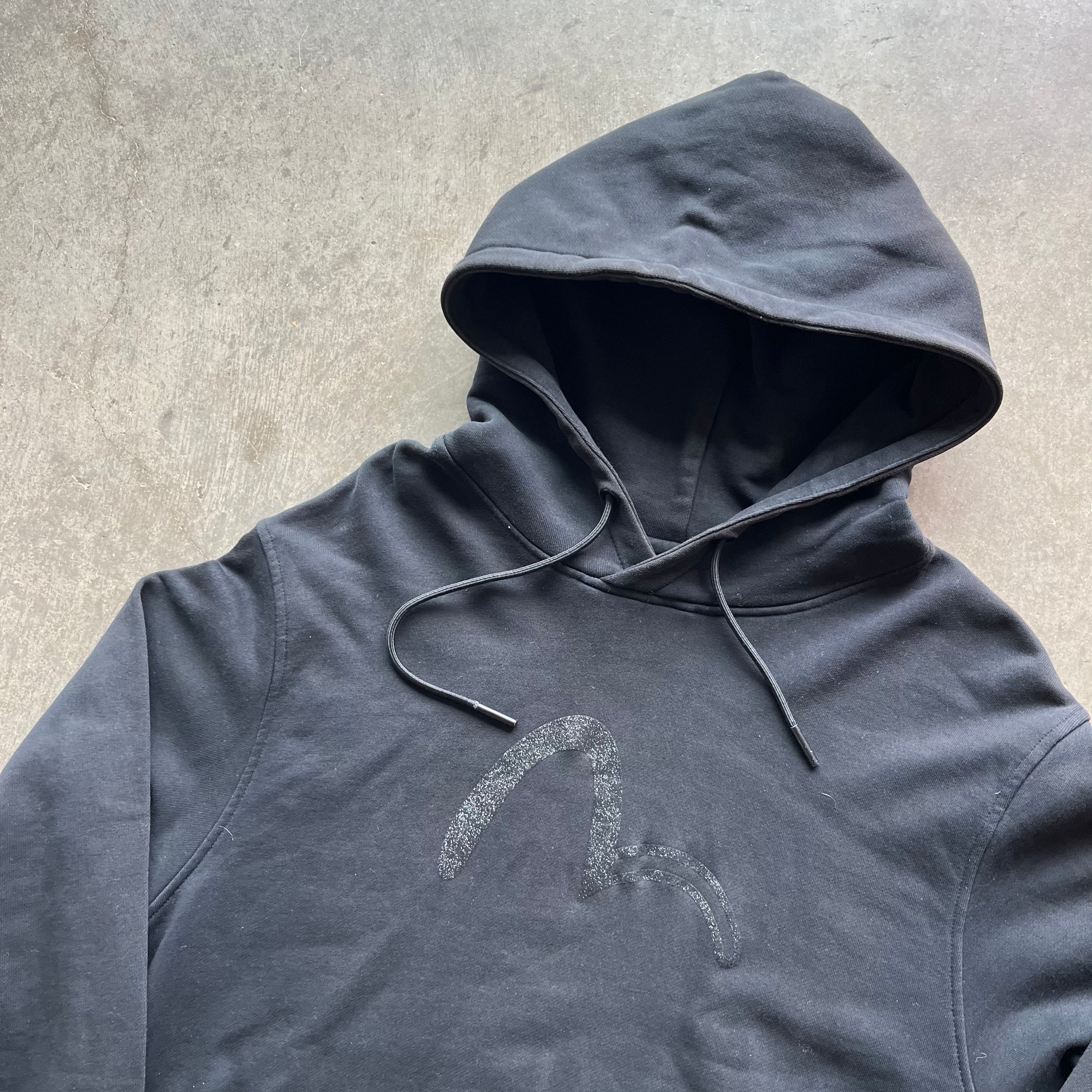 L Black Sparkle Evisu Hoodie