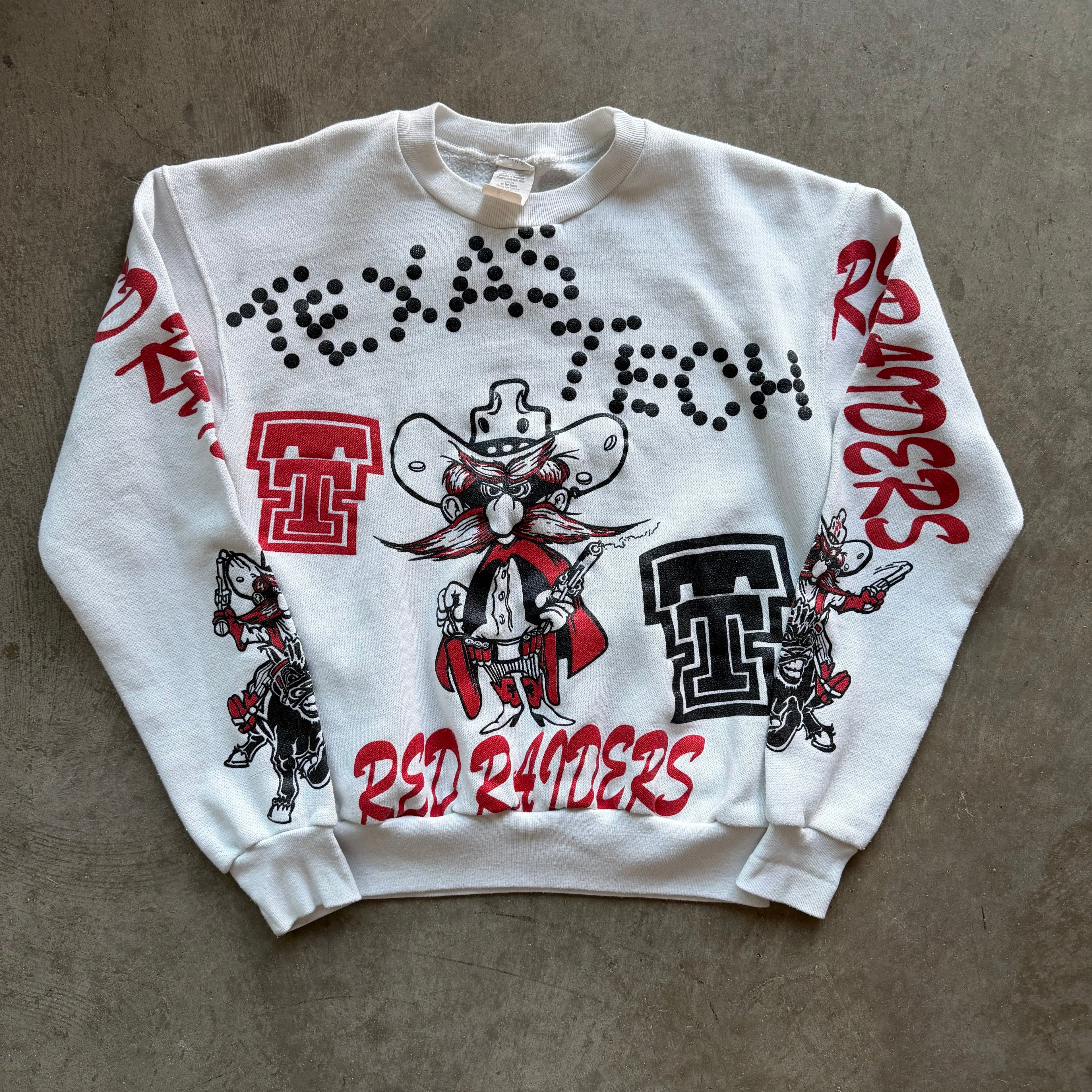 S 90s Texas Tech AOP Crewneck