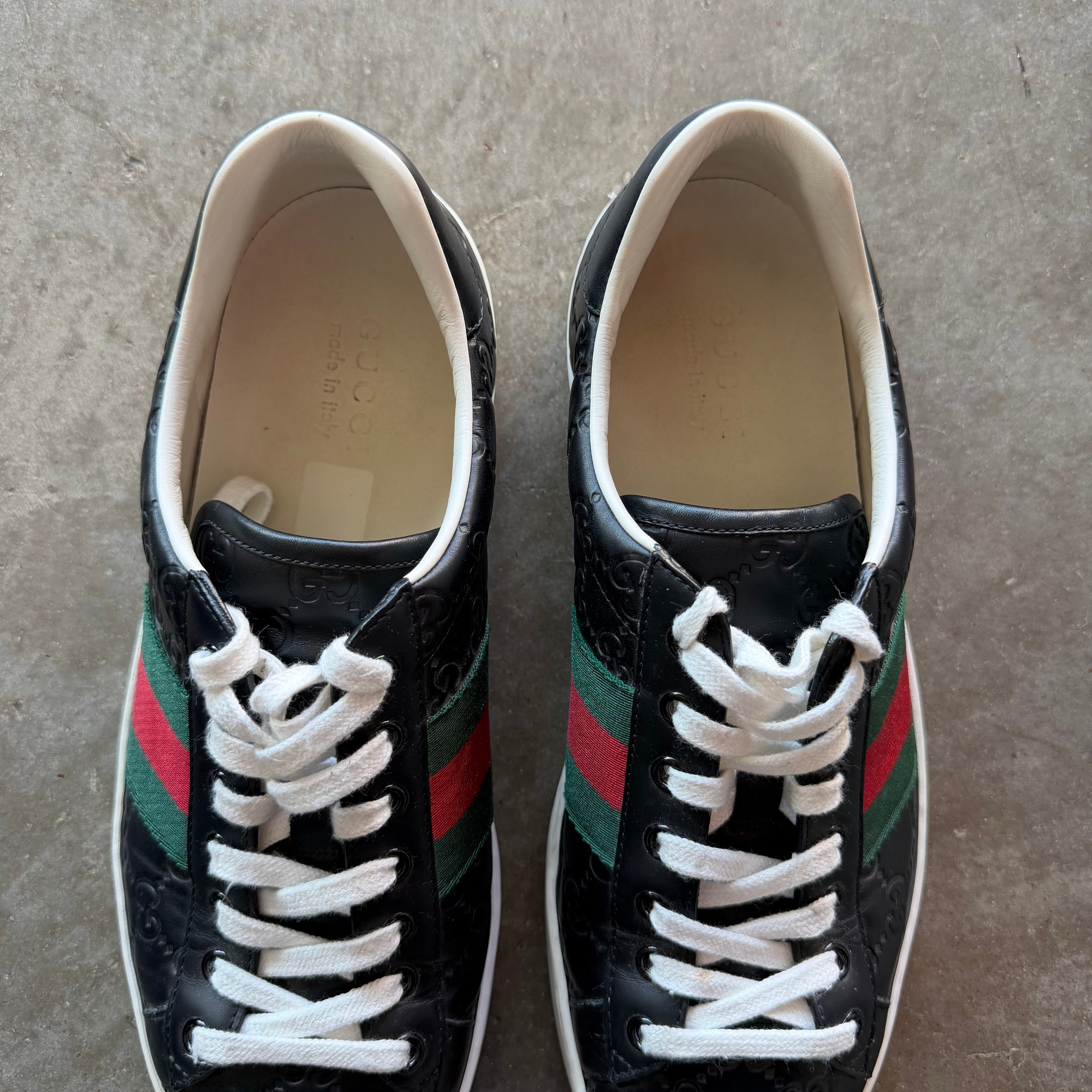 10 Used Gucci Ace Black Monogram