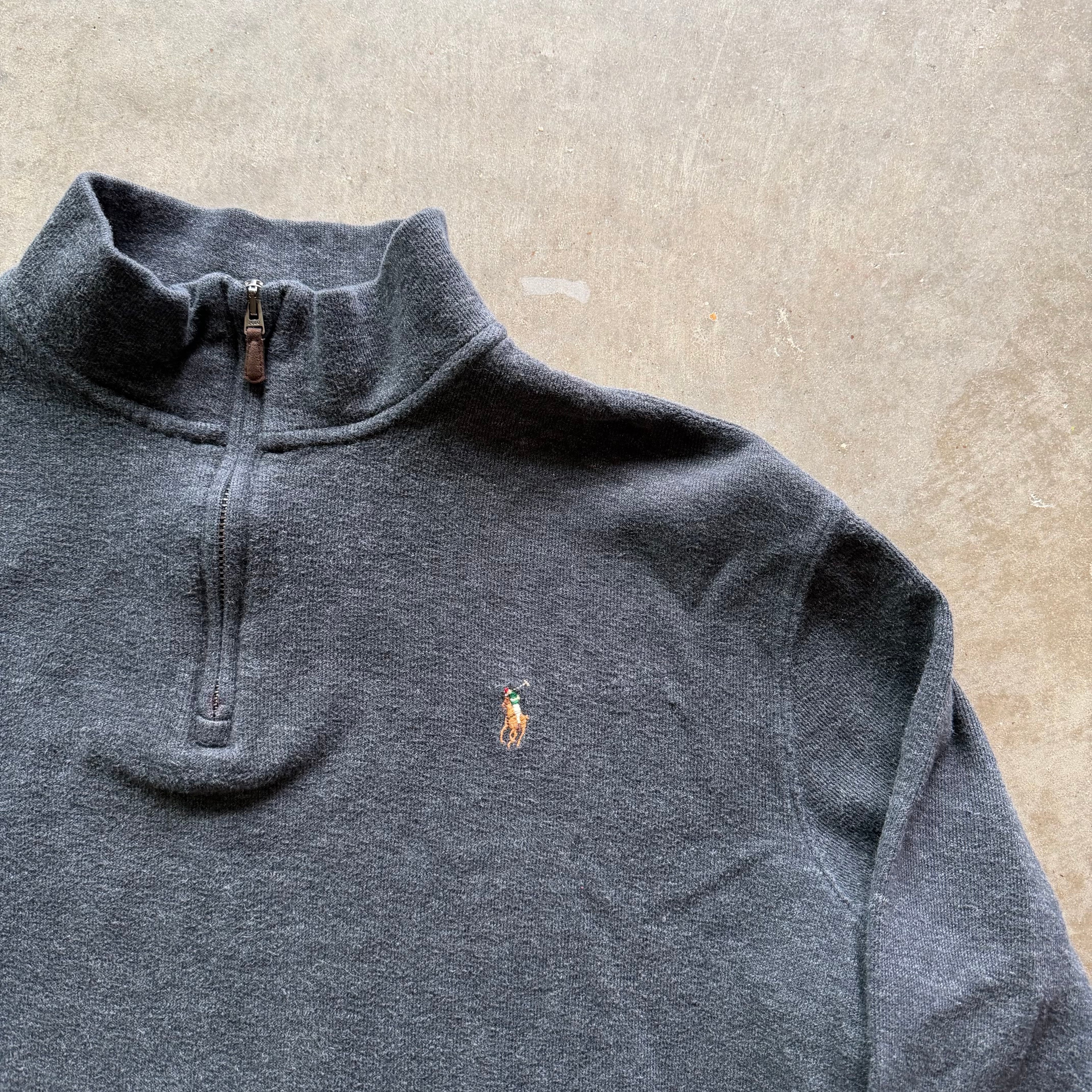 L Grey Polo Quarter Zip
